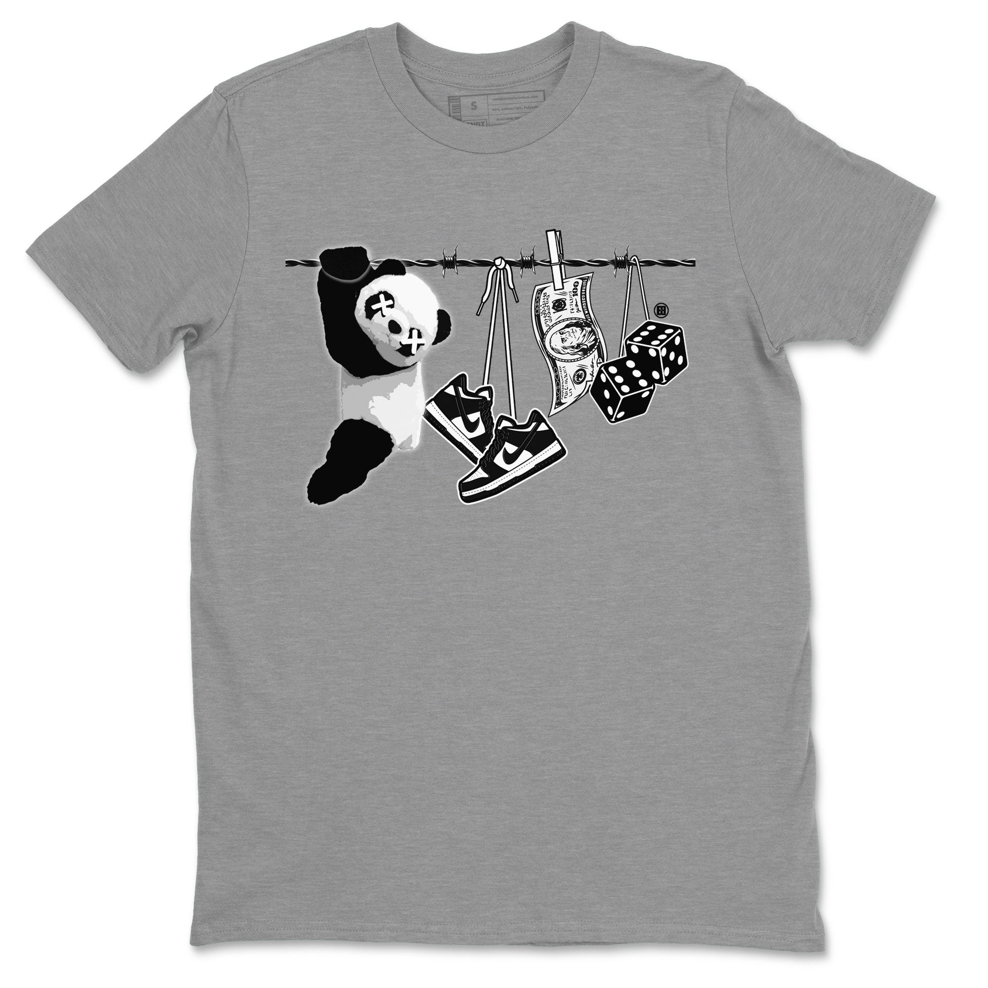 Dunk Panda shirt to match jordans Clothesline sneaker tees Dunk White Black Panda Drip Gear Zone Unisex Heather Grey 2 T-Shirt