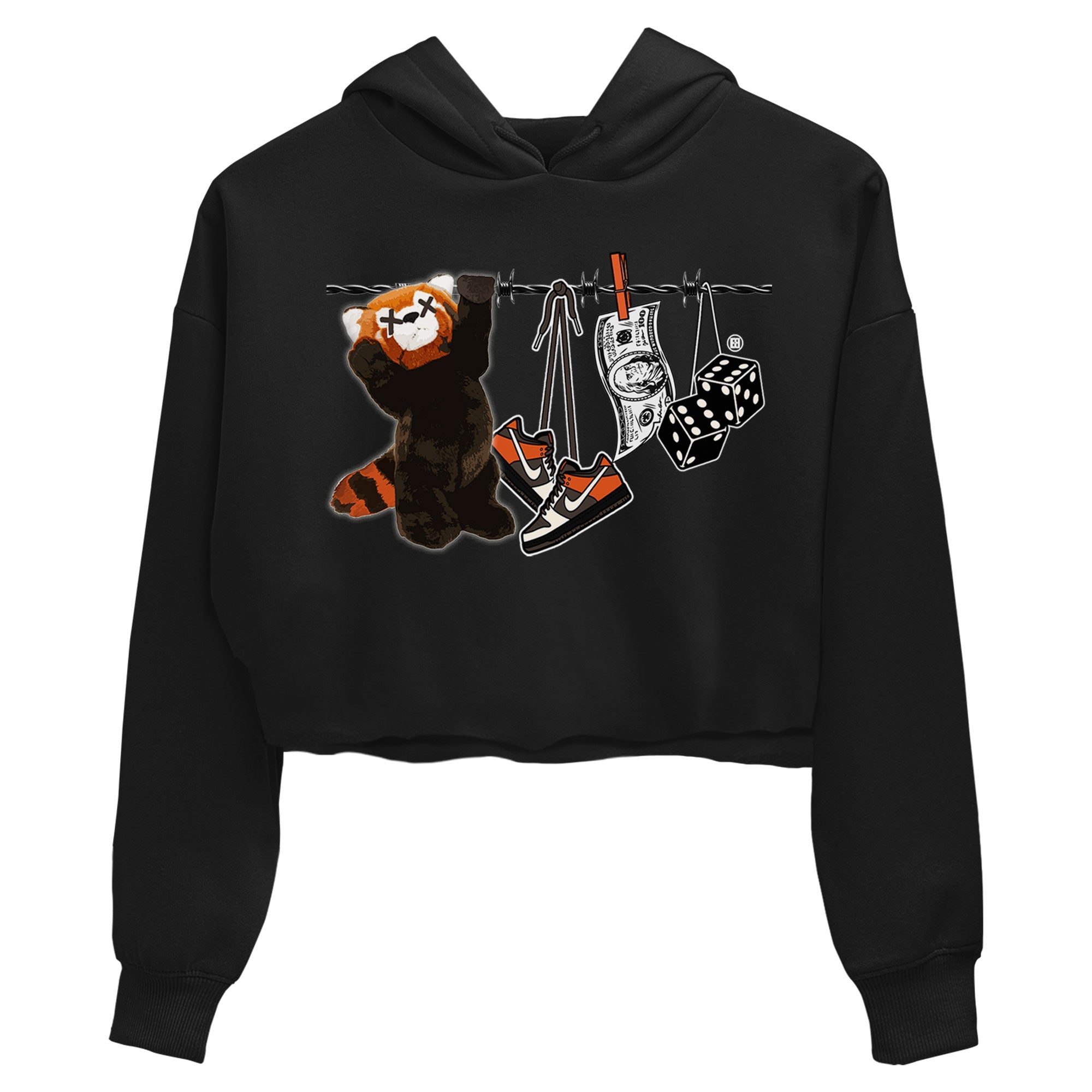 Dunk Red Panda shirt to match jordans Clothesline sneaker tees Dunk Low Red Panda Drip Gear Zone Black 2 Crop T-Shirt