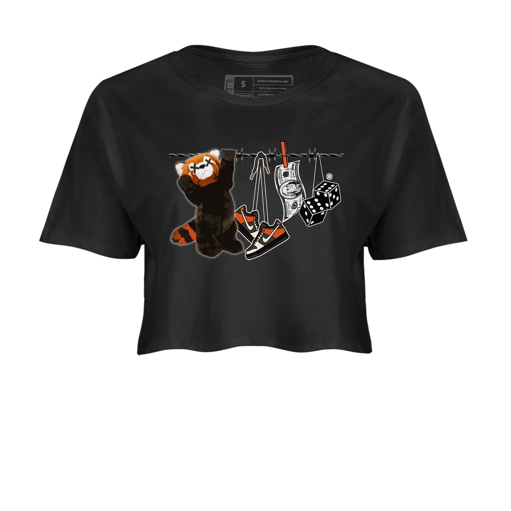Dunk Red Panda shirt to match jordans Clothesline sneaker tees Dunk Low Red Panda Drip Gear Zone Black 2 Crop T-Shirt