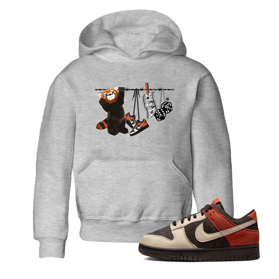 Dunk Red Panda shirt to match jordans Clothesline sneaker tees Dunk Low Red Panda Drip Gear Zone Baby Toddler Heather Grey 1 T-Shirt