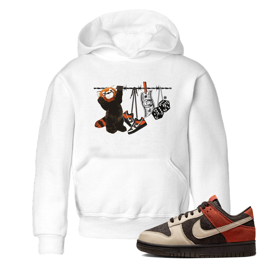 Dunk Red Panda shirt to match jordans Clothesline sneaker tees Dunk Low Red Panda Drip Gear Zone Baby Toddler White 1 T-Shirt