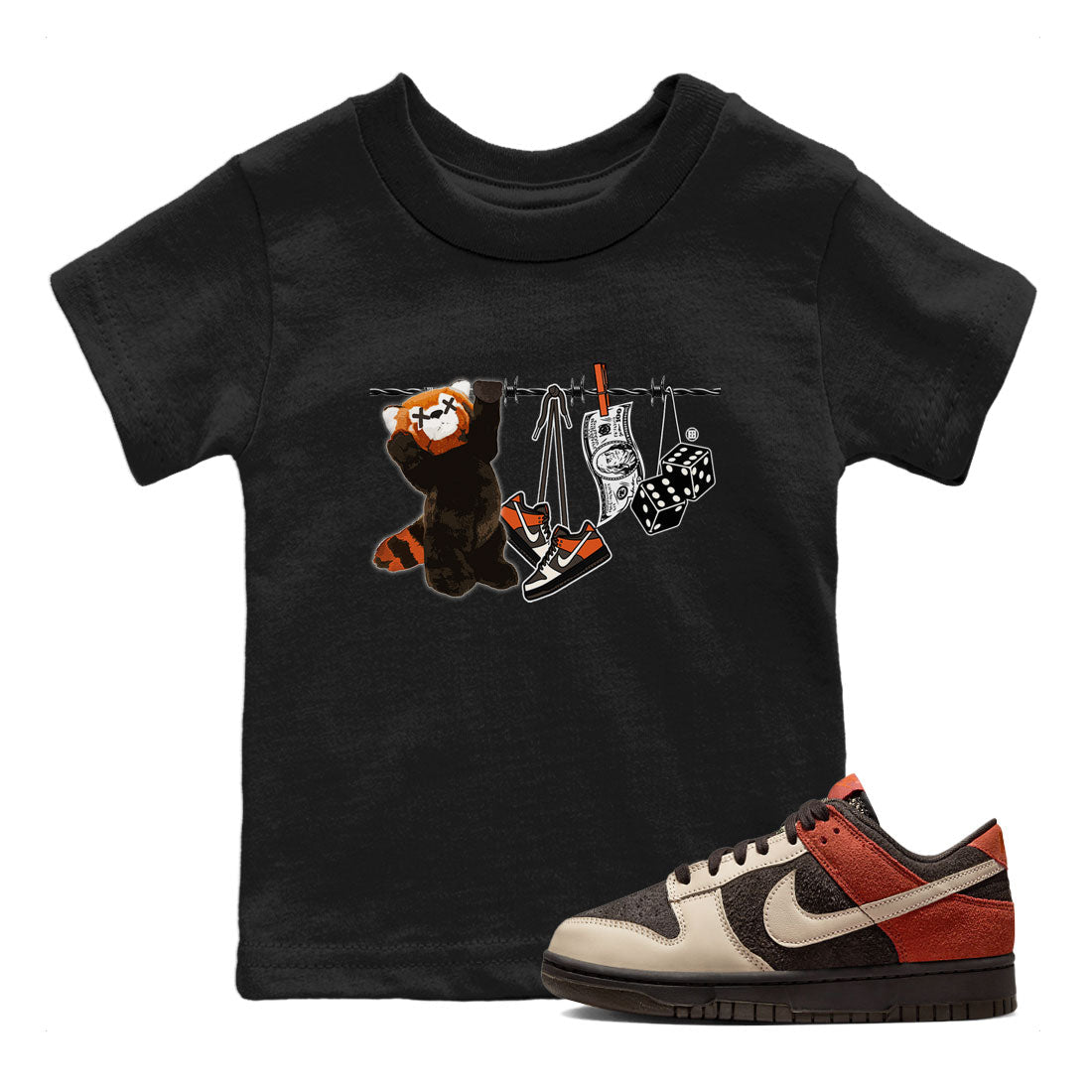 Dunk Red Panda shirt to match jordans Clothesline sneaker tees Dunk Low Red Panda Drip Gear Zone Baby Toddler Black 1 T-Shirt