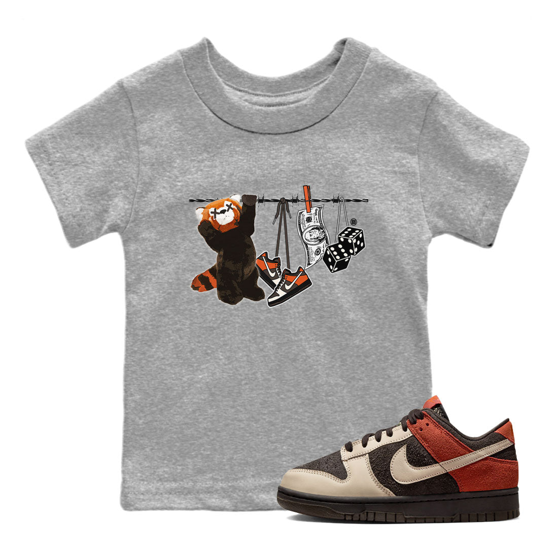 Dunk Red Panda shirt to match jordans Clothesline sneaker tees Dunk Low Red Panda Drip Gear Zone Baby Toddler Heather Grey 1 T-Shirt