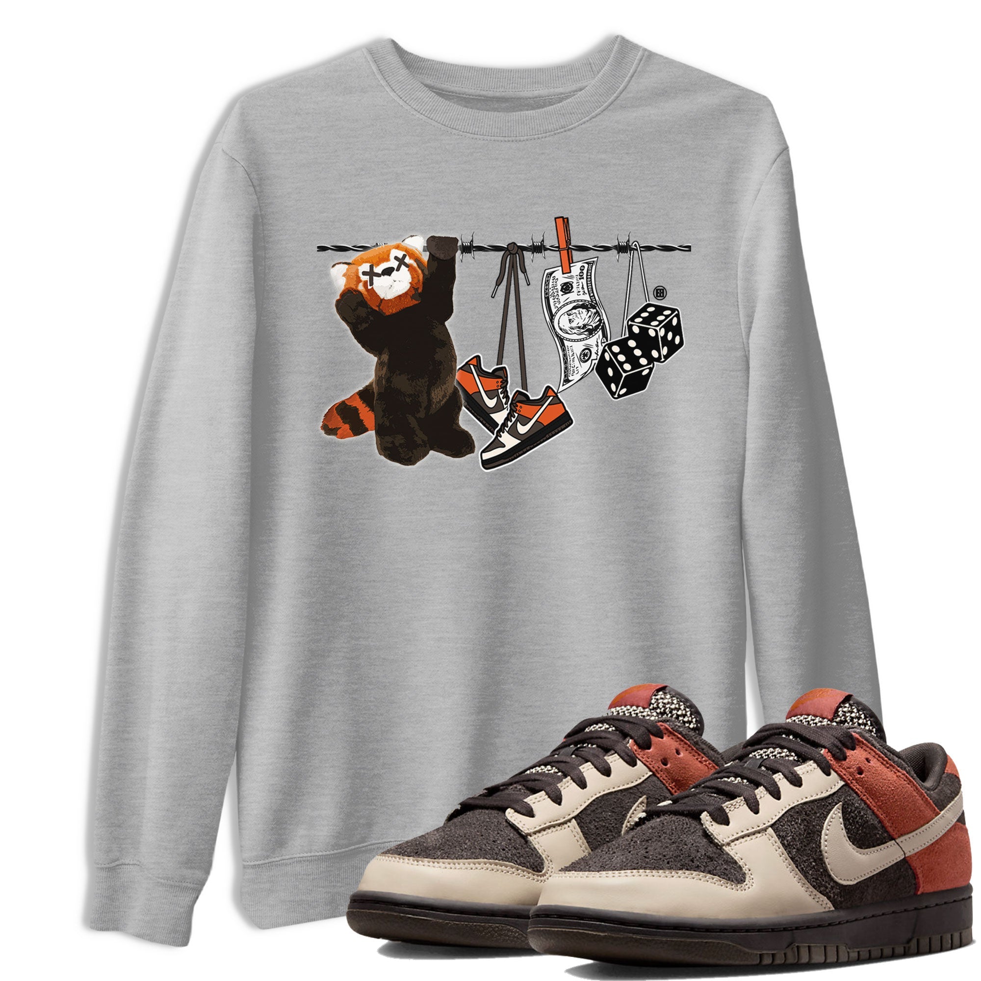 Dunk Red Panda shirt to match jordans Clothesline sneaker tees Dunk Low Red Panda Drip Gear Zone Unisex Heather Grey 1 T-Shirt
