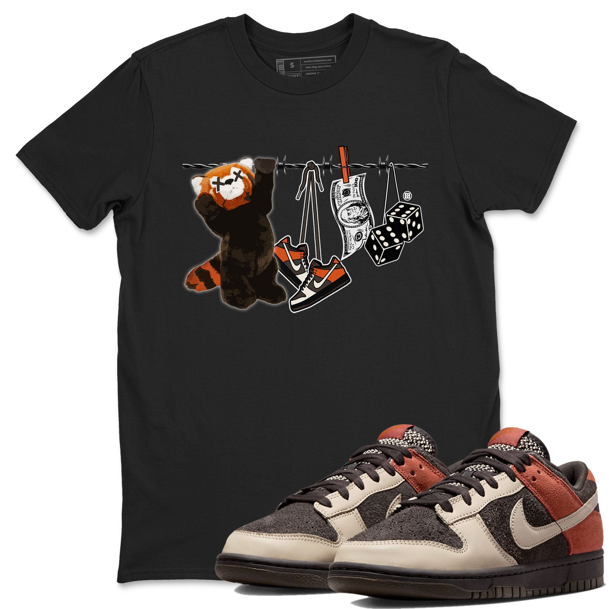 Dunk Red Panda shirt to match jordans Clothesline sneaker tees Dunk Low Red Panda Drip Gear Zone Unisex Black 1 T-Shirt