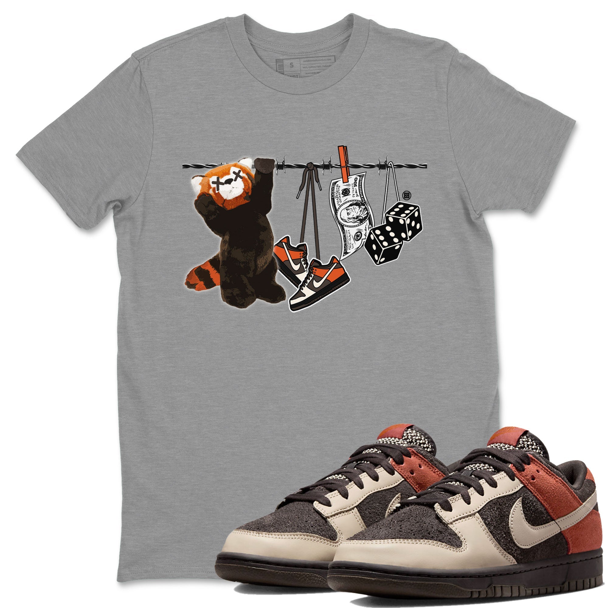 Dunk Red Panda shirt to match jordans Clothesline sneaker tees Dunk Low Red Panda Drip Gear Zone Unisex Heather Grey 1 T-Shirt