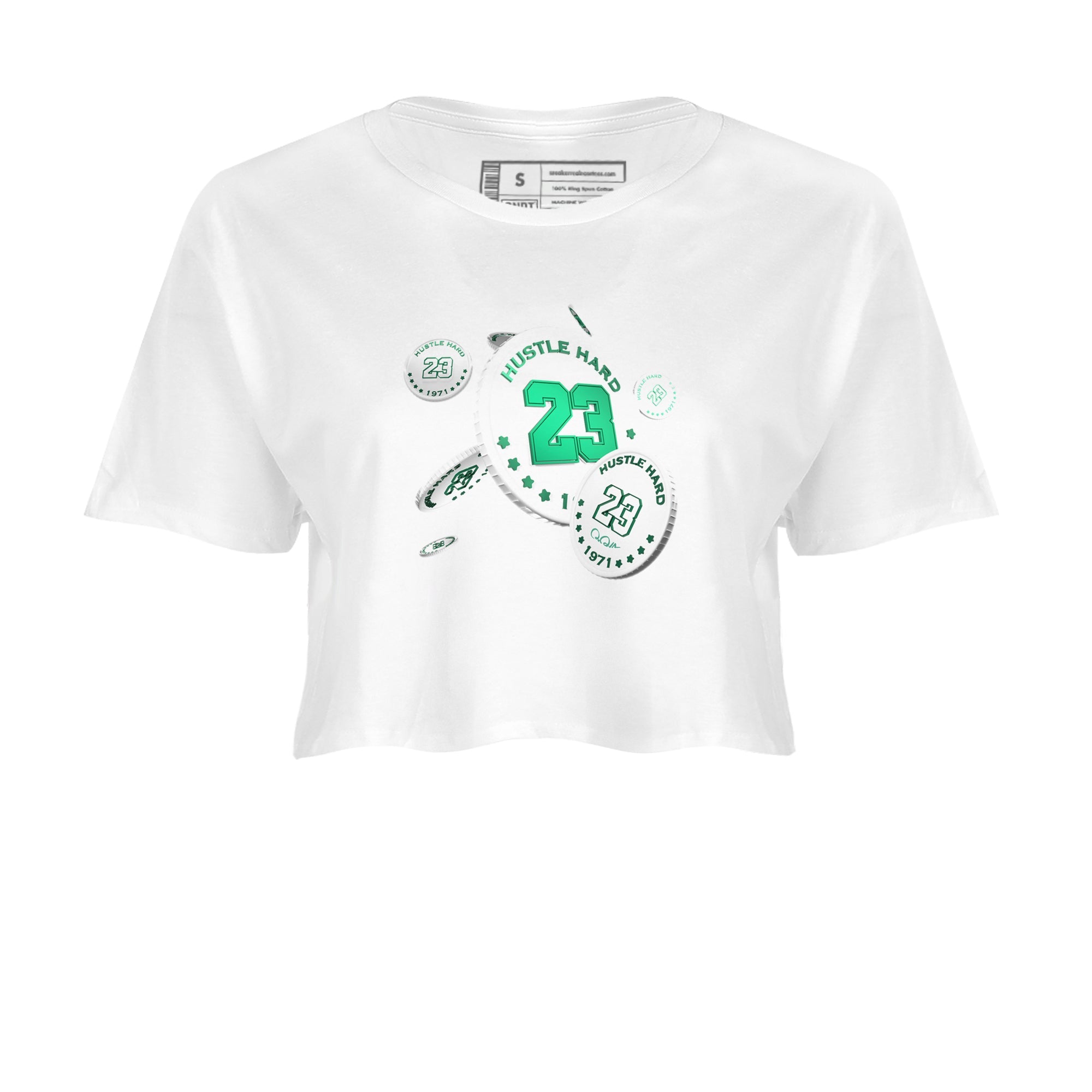 4s Oxidized Green shirts to match jordans Coin Drop sneaker match tees Air Jordan 4 Oxidized Green Drip Gear Zone streetwear brand White 2 crop tee
