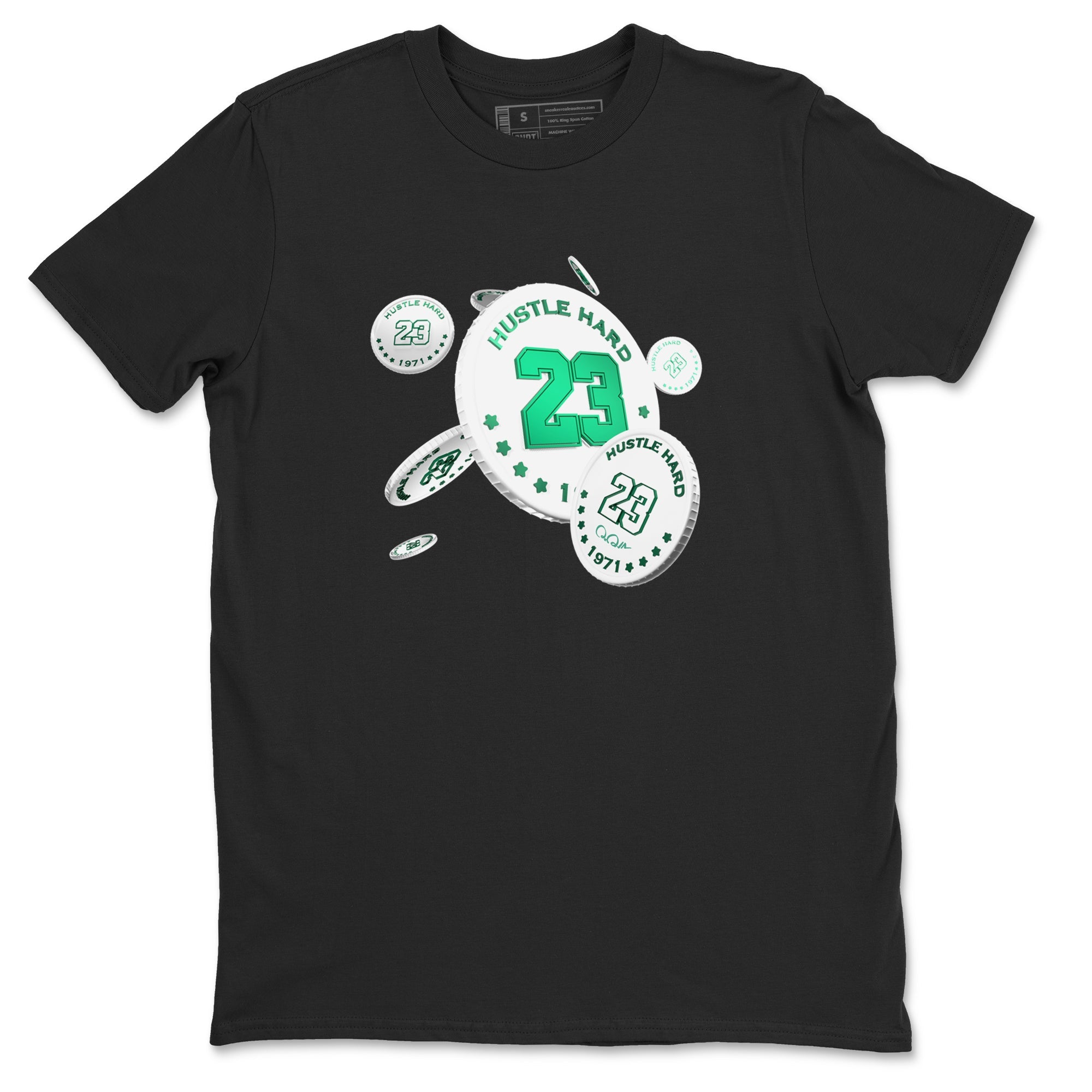 4s Oxidized Green shirts to match jordans Coin Drop sneaker match tees Air Jordan 4 Oxidized Green Drip Gear Zone streetwear brand Black 2 unisex cotton tee