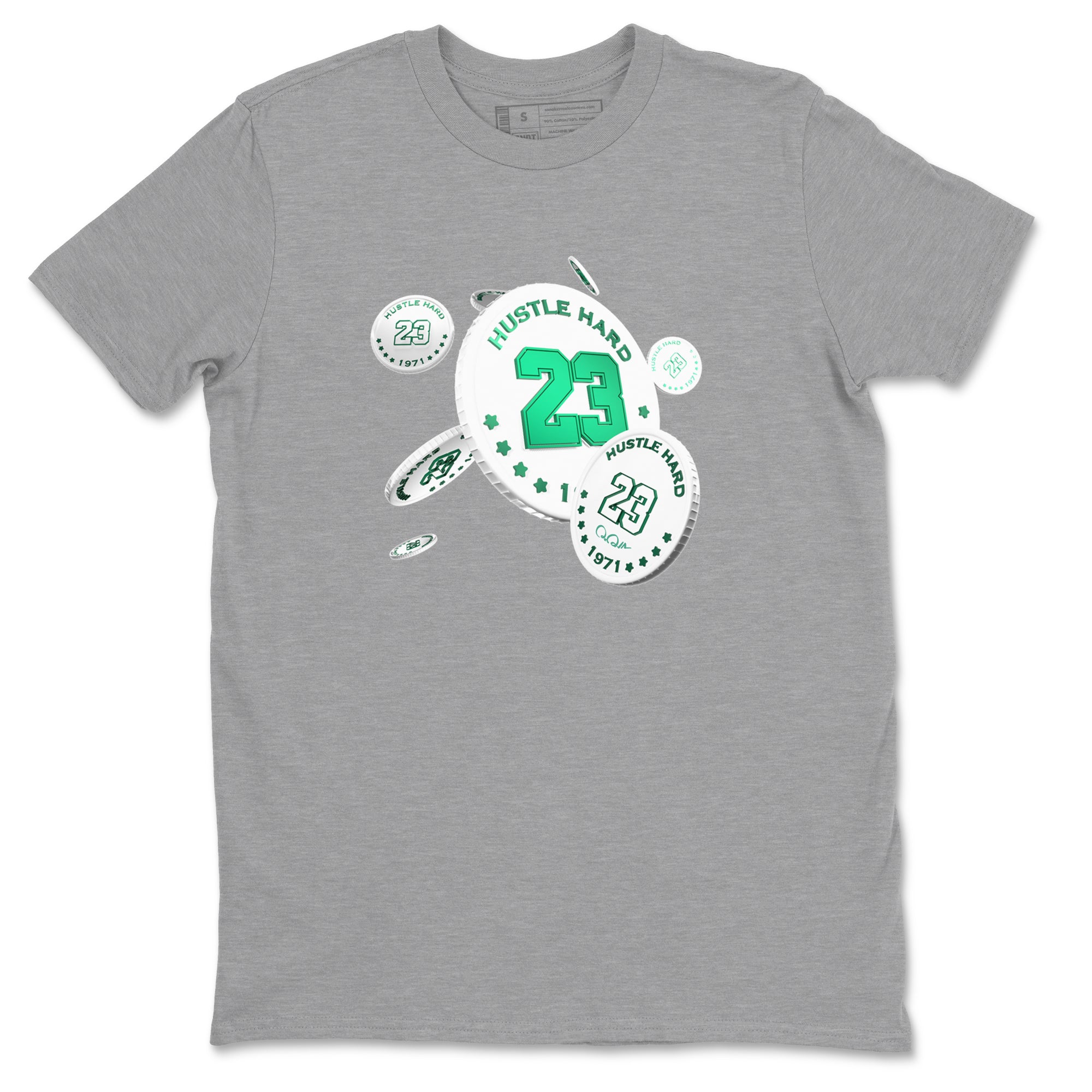 4s Oxidized Green shirts to match jordans Coin Drop sneaker match tees Air Jordan 4 Oxidized Green Drip Gear Zone streetwear brand Heather Grey 2 unisex cotton tee