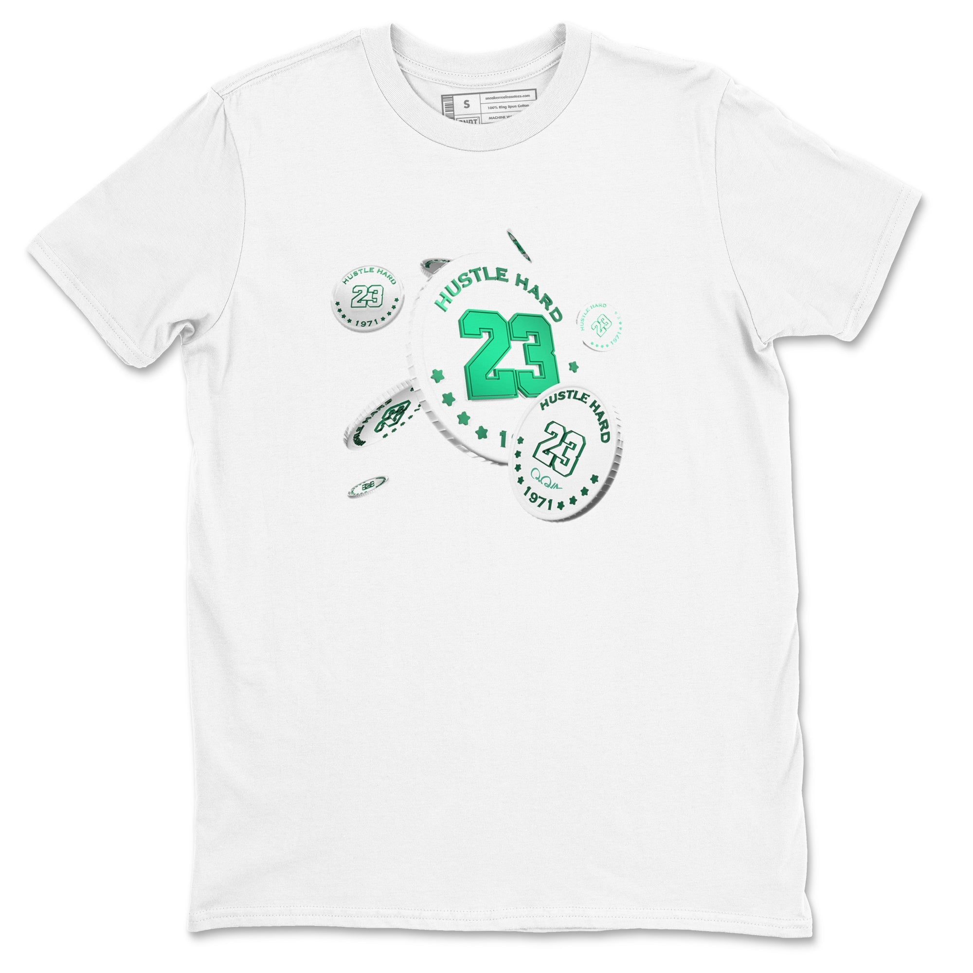 4s Oxidized Green shirts to match jordans Coin Drop sneaker match tees Air Jordan 4 Oxidized Green Drip Gear Zone streetwear brand White 2 unisex cotton tee