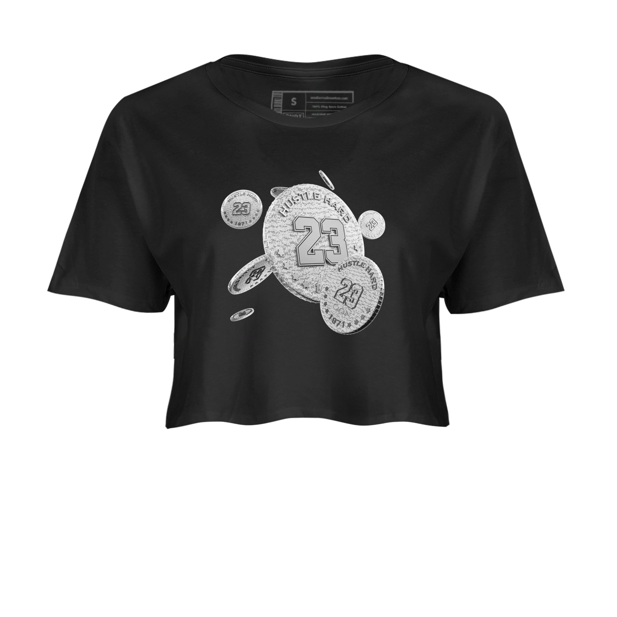 Yeezy 350 Static shirt to match jordans Coin Drop sneaker tees Adidas Yeezy 350 Static Drip Gear Zone Black 2 Crop T-Shirt
