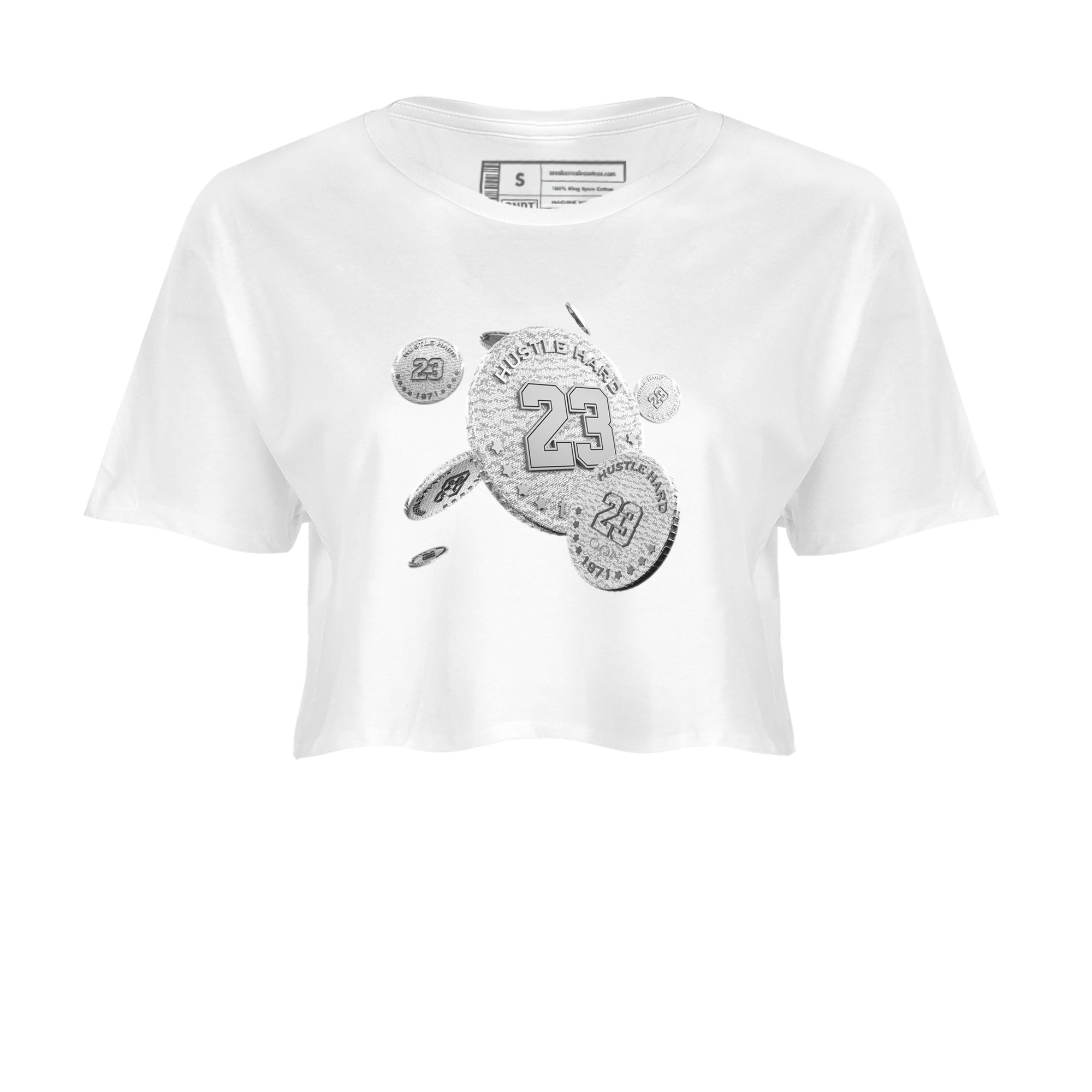 Yeezy 350 Static shirt to match jordans Coin Drop sneaker tees Adidas Yeezy 350 Static Drip Gear Zone White 2 Crop T-Shirt