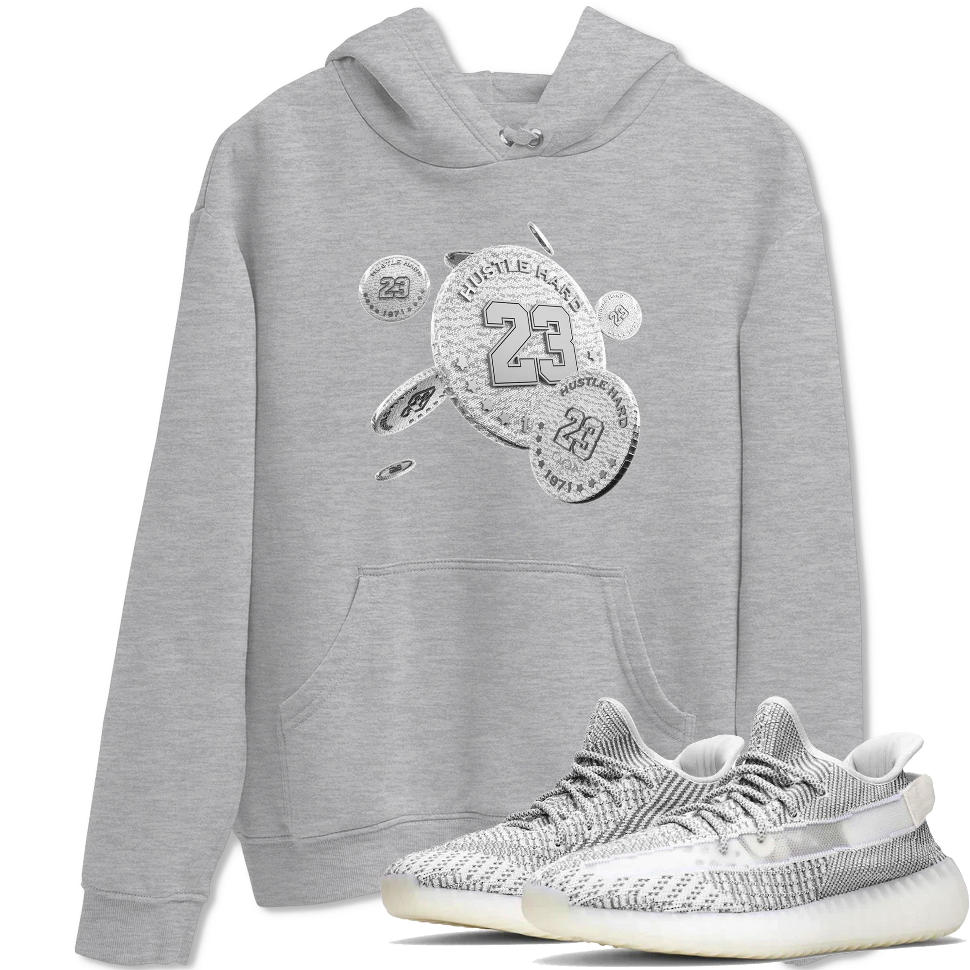 Yeezy 350 Static shirt to match jordans Coin Drop sneaker tees Adidas Yeezy 350 Static Drip Gear Zone Unisex Heather Grey 1 T-Shirt