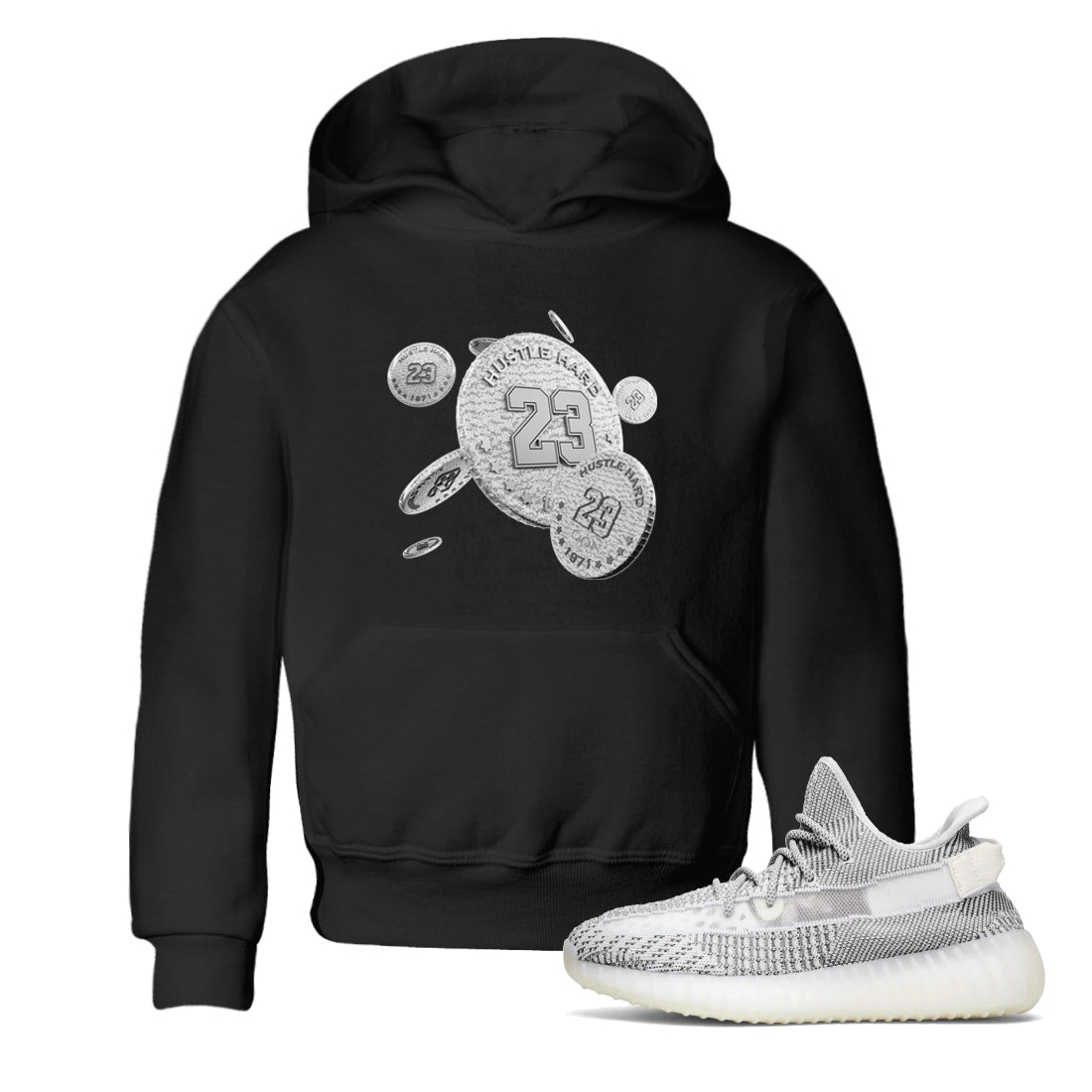 Yeezy 350 Static shirt to match jordans Coin Drop sneaker tees Adidas Yeezy 350 Static Drip Gear Zone Baby Toddler Black 1 T-Shirt