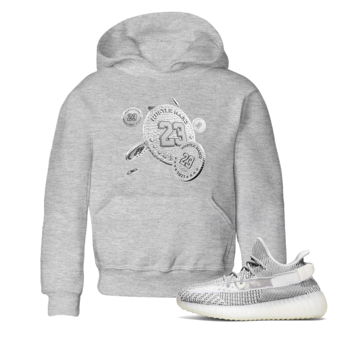 Yeezy 350 Static shirt to match jordans Coin Drop sneaker tees Adidas Yeezy 350 Static Drip Gear Zone Baby Toddler Heather Grey 1 T-Shirt