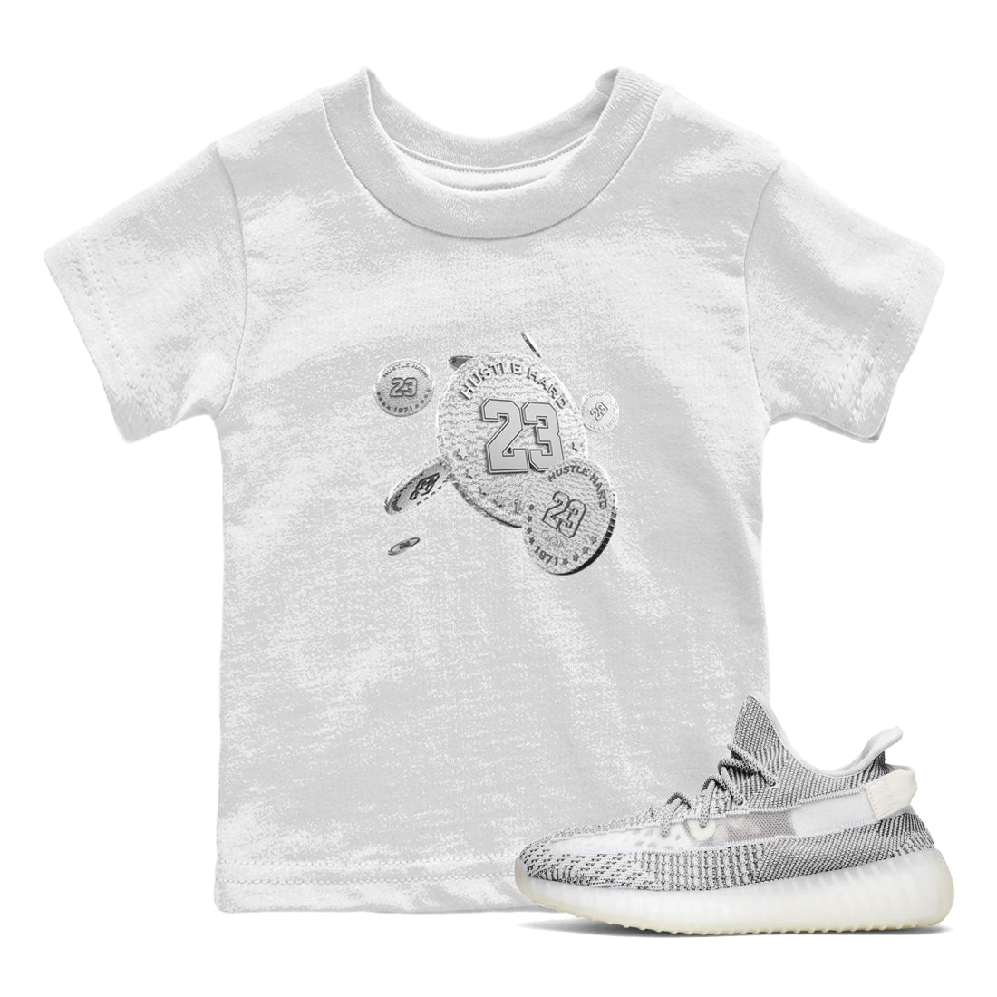 Yeezy 350 Static shirt to match jordans Coin Drop sneaker tees Adidas Yeezy 350 Static Drip Gear Zone Baby Toddler White 1 T-Shirt