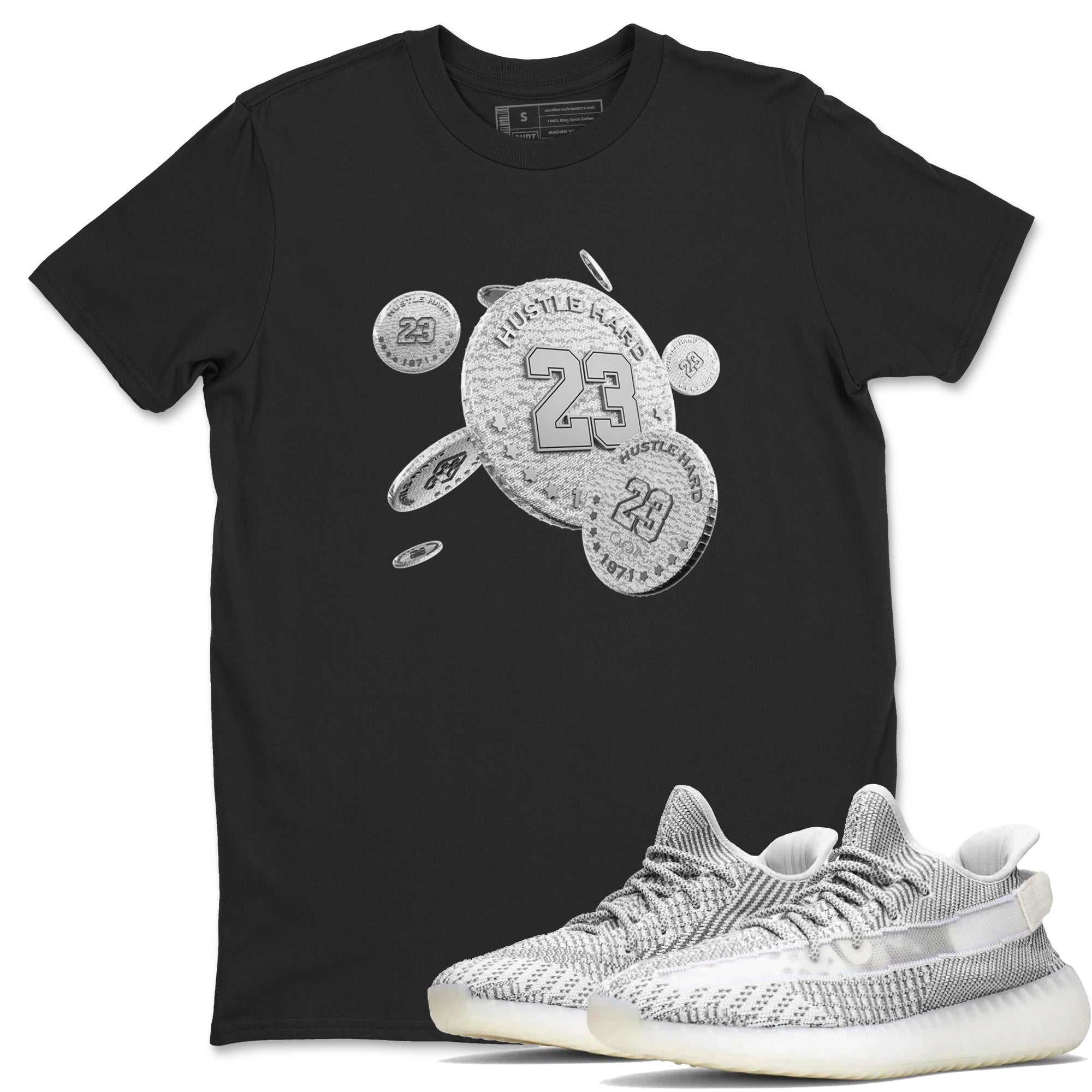 Yeezy 350 Static shirt to match jordans Coin Drop sneaker tees Adidas Yeezy 350 Static Drip Gear Zone Unisex Black 1 T-Shirt