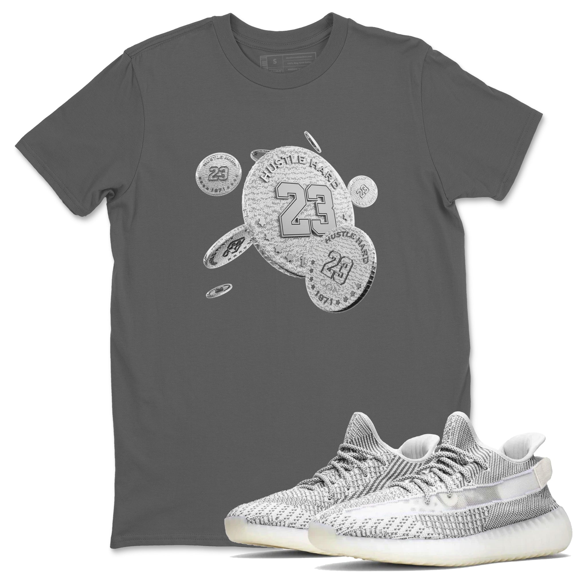 Yeezy 350 Static shirt to match jordans Coin Drop sneaker tees Adidas Yeezy 350 Static Drip Gear Zone Unisex Cool Grey 1 T-Shirt