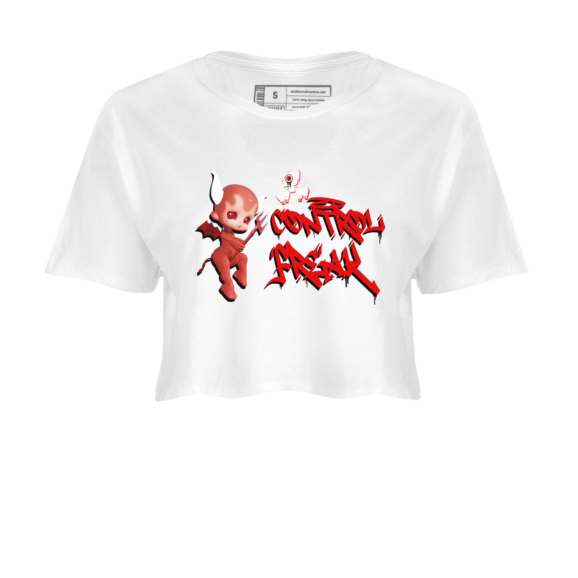 Air Jordan 1 University Red shirt to match jordans Control Freak sneaker tees Air Jordan 1 University Red Drip Gear Zone Casual Crew Neck T-Shirt White 2 Crop T-Shirt