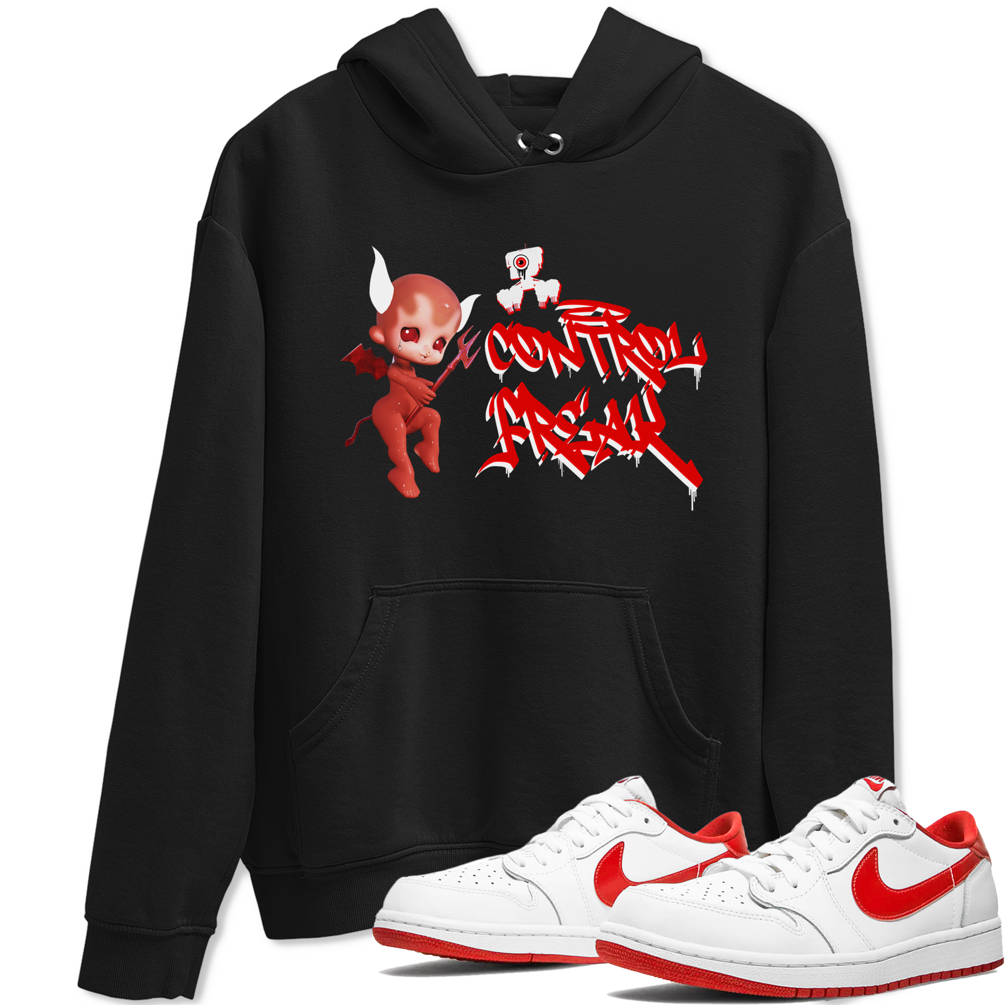 Air Jordan 1 University Red shirt to match jordans Control Freak sneaker tees Air Jordan 1 University Red Drip Gear Zone Casual Crew Neck T-Shirt Unisex Black 1 T-Shirt