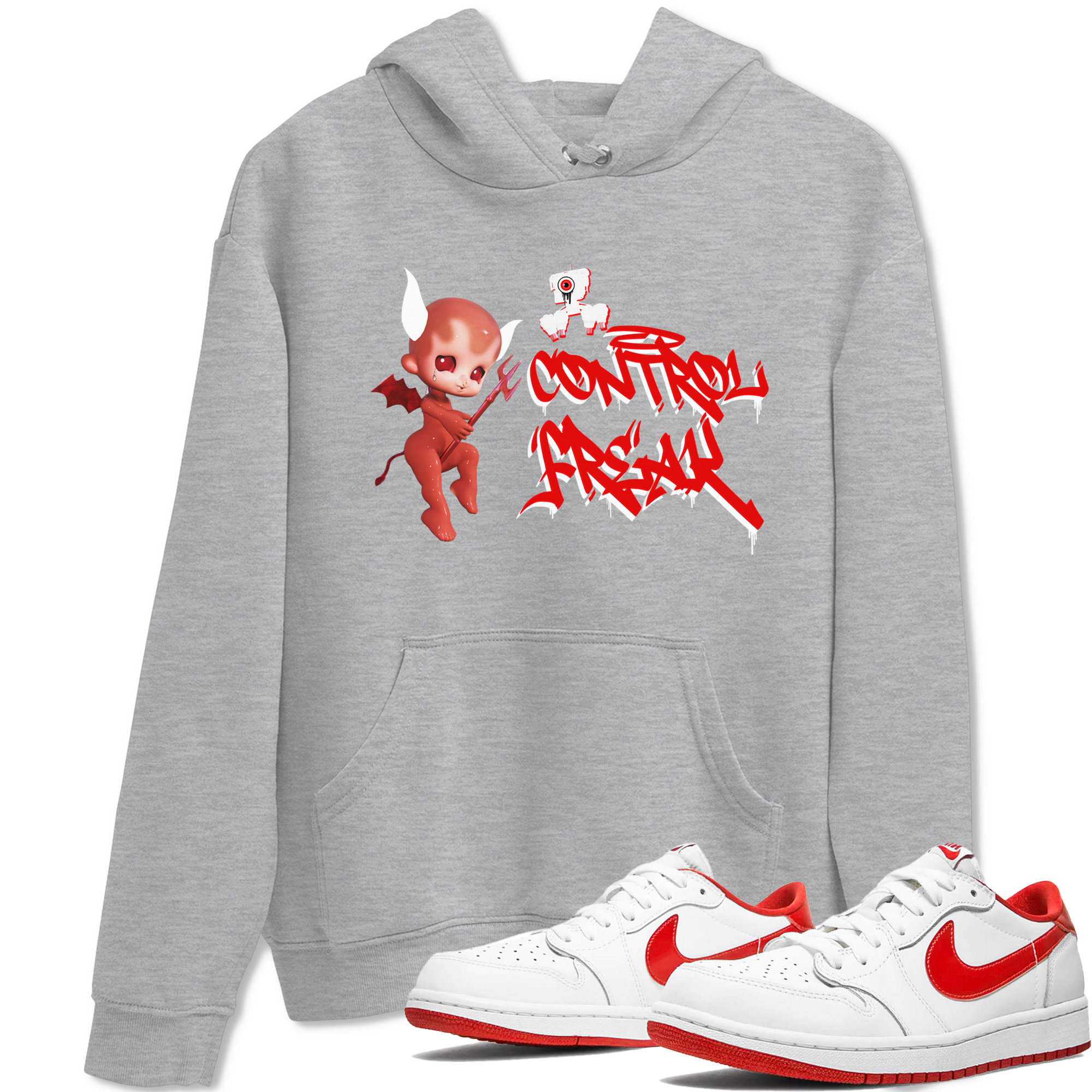 Air Jordan 1 University Red shirt to match jordans Control Freak sneaker tees Air Jordan 1 University Red Drip Gear Zone Casual Crew Neck T-Shirt Unisex Heather Grey 1 T-Shirt