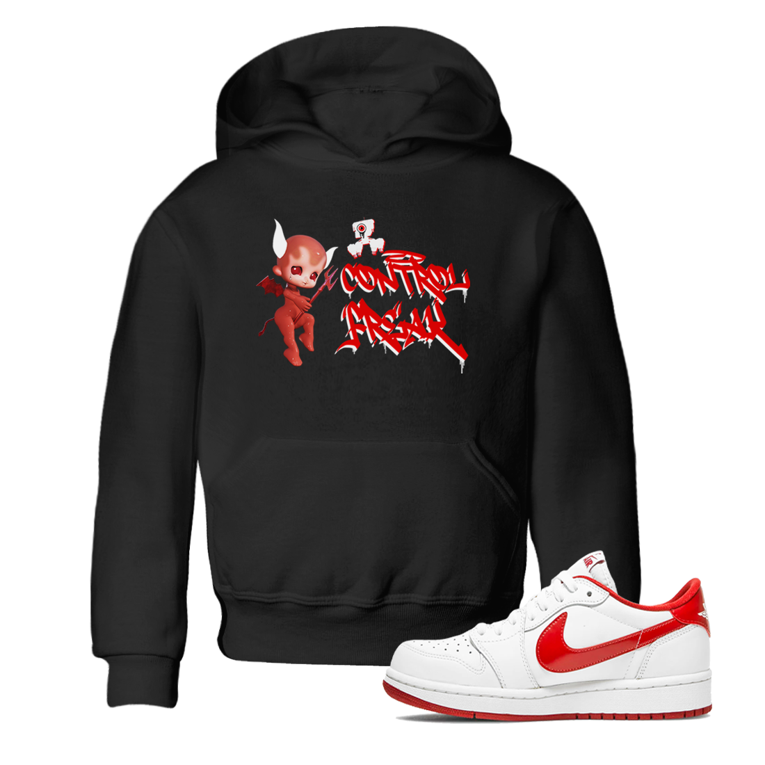 Air Jordan 1 University Red shirt to match jordans Control Freak sneaker tees Air Jordan 1 University Red Drip Gear Zone Casual Crew Neck T-Shirt Baby Toddler Black 1 T-Shirt