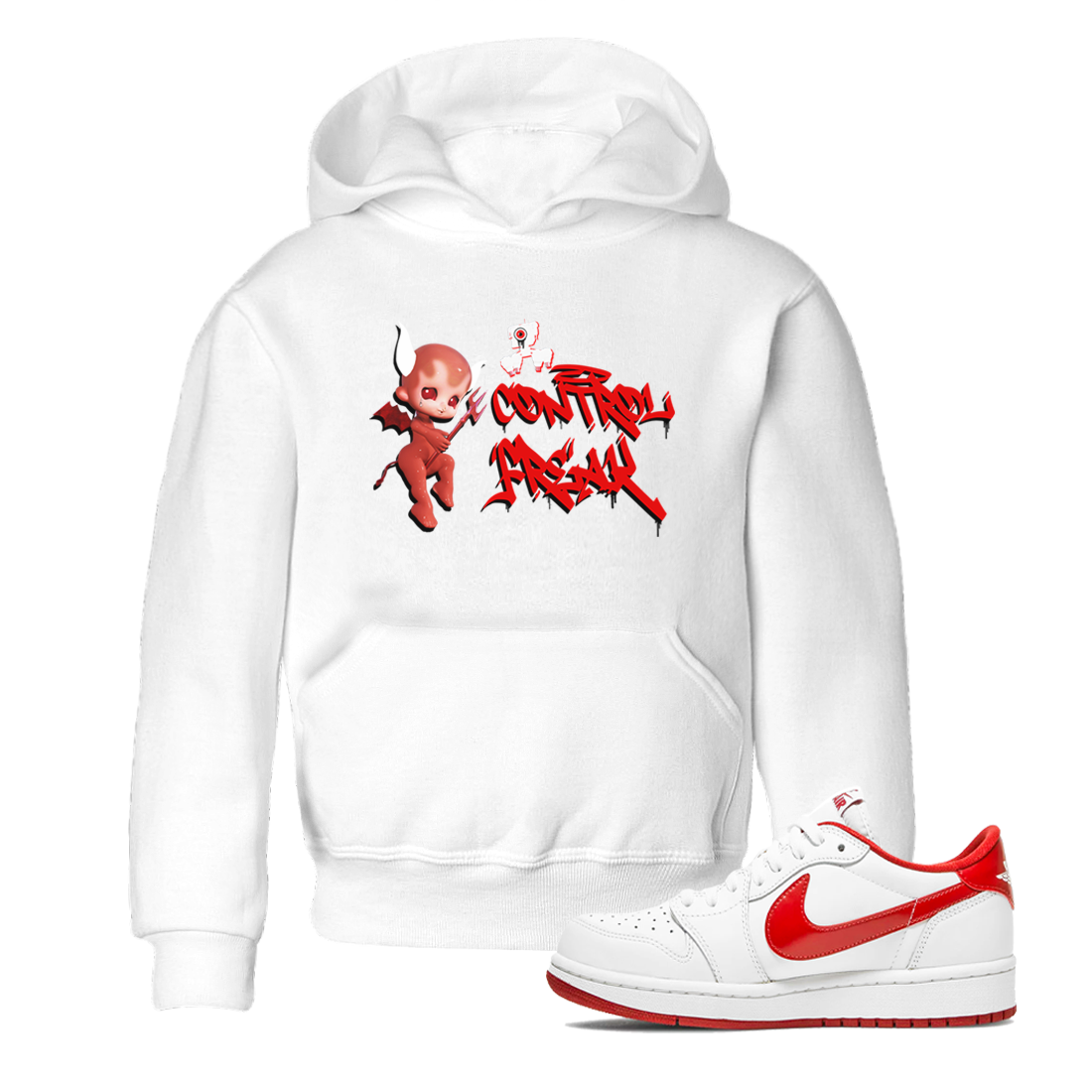 Air Jordan 1 University Red shirt to match jordans Control Freak sneaker tees Air Jordan 1 University Red Drip Gear Zone Casual Crew Neck T-Shirt Baby Toddler White 1 T-Shirt