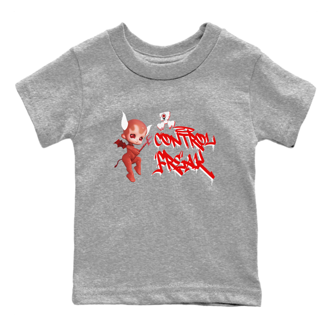 Air Jordan 1 University Red shirt to match jordans Control Freak sneaker tees Air Jordan 1 University Red Drip Gear Zone Casual Crew Neck T-Shirt Baby Toddler Heather Grey 2 T-Shirt