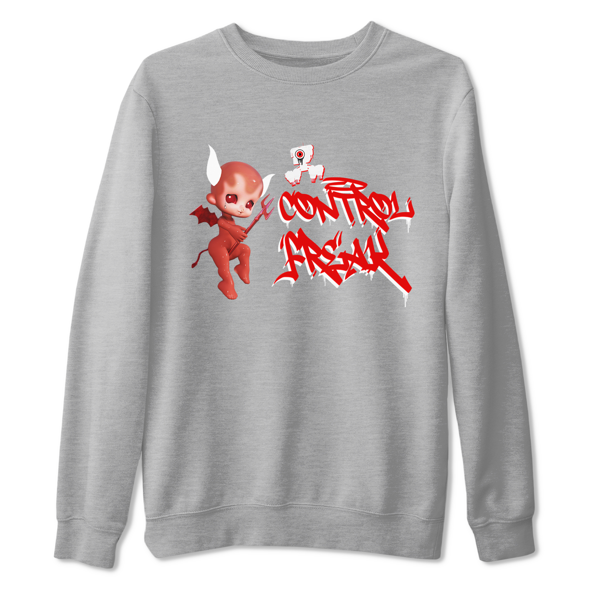 Air Jordan 1 University Red shirt to match jordans Control Freak sneaker tees Air Jordan 1 University Red Drip Gear Zone Casual Crew Neck T-Shirt Unisex Heather Grey 2 T-Shirt