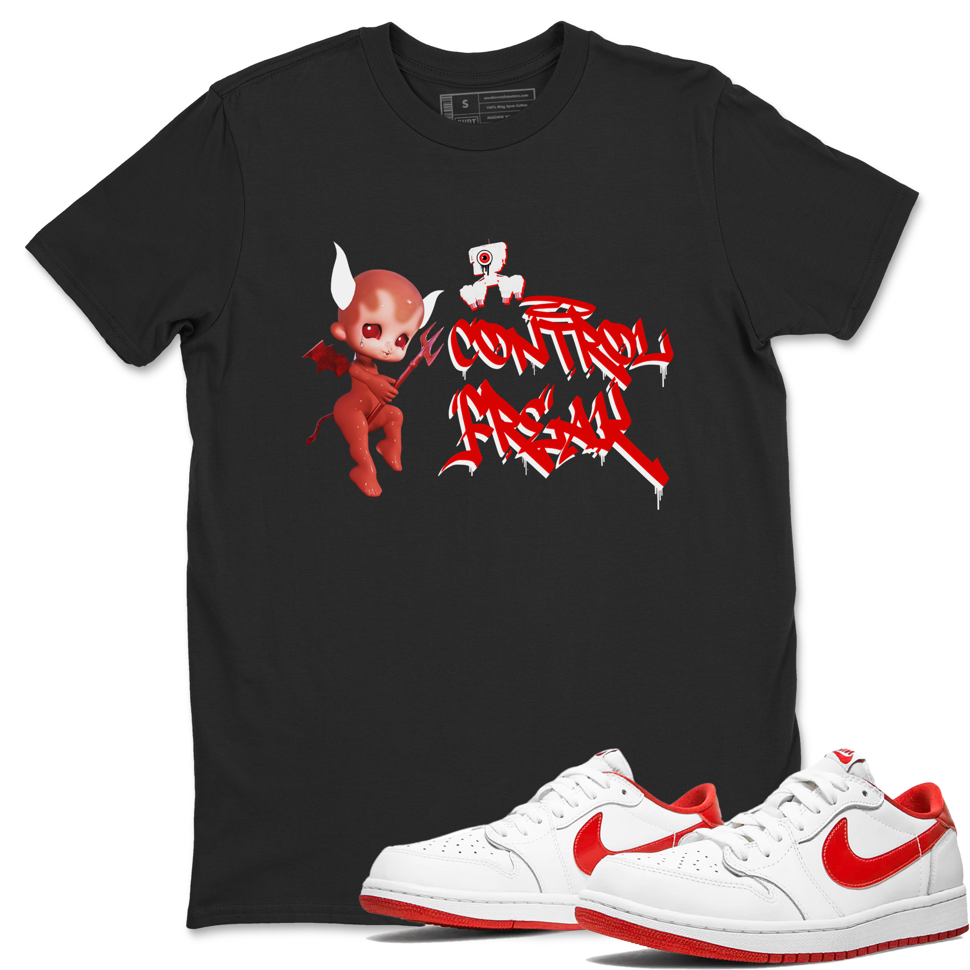 Air Jordan 1 University Red shirt to match jordans Control Freak sneaker tees Air Jordan 1 University Red Drip Gear Zone Casual Crew Neck T-Shirt Unisex Black 1 T-Shirt