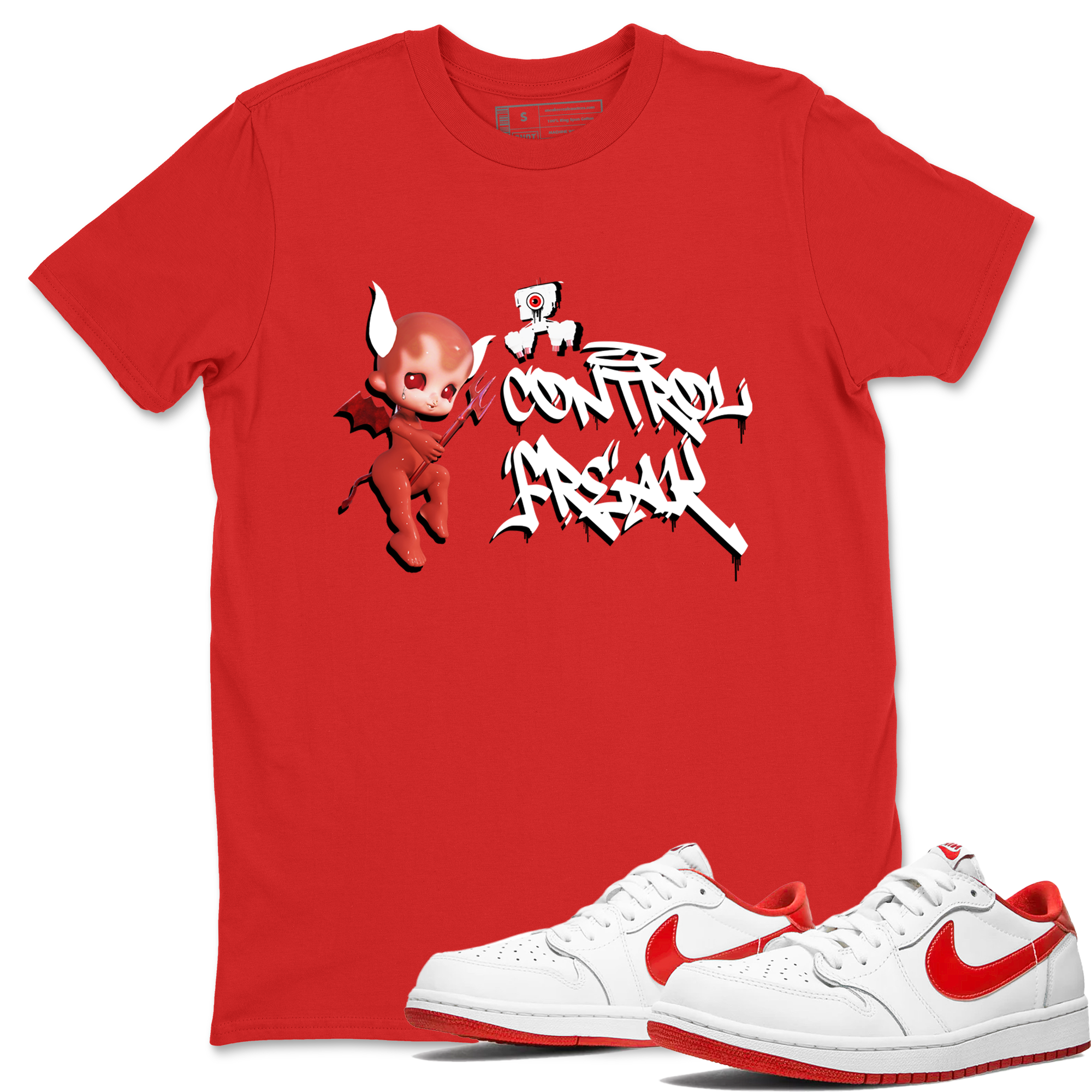 Air Jordan 1 University Red shirt to match jordans Control Freak sneaker tees Air Jordan 1 University Red Drip Gear Zone Casual Crew Neck T-Shirt Unisex Red 1 T-Shirt