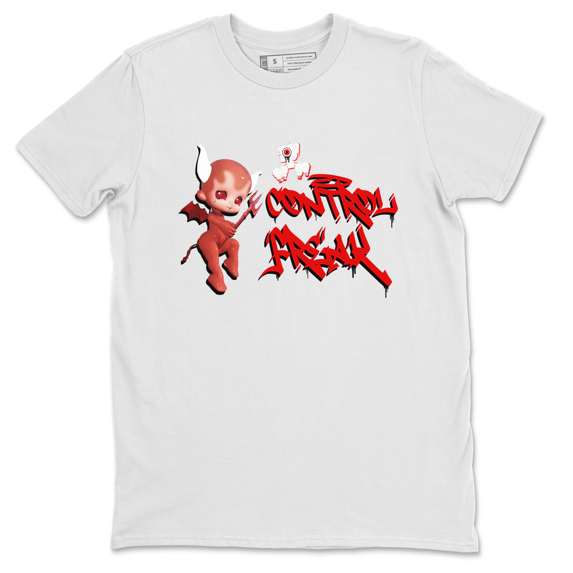 Air Jordan 1 University Red shirt to match jordans Control Freak sneaker tees Air Jordan 1 University Red Drip Gear Zone Casual Crew Neck T-Shirt Unisex White 2 T-Shirt