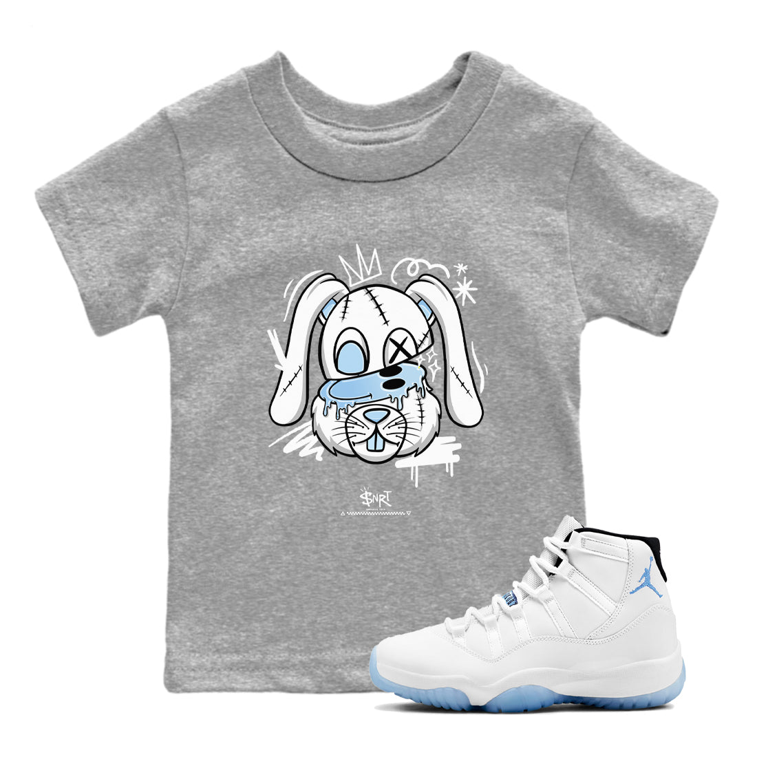 11s Columbia shirts to match jordans Crazy Bunny sneaker match tees Air Jordan 11 Columbia Drip Gear Zone streetwear brand Baby and Youth Heather Grey 1 cotton tee