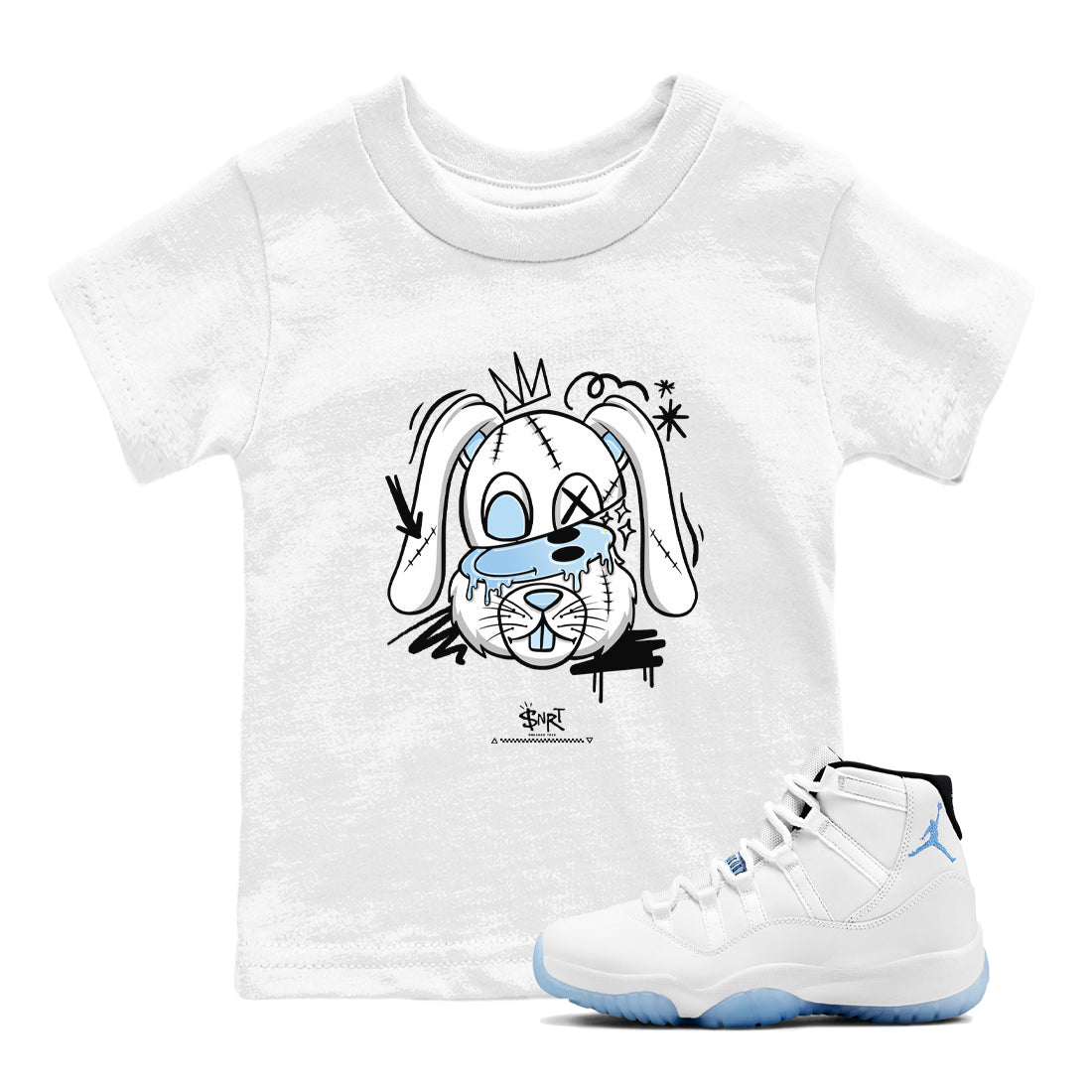 11s Columbia shirts to match jordans Crazy Bunny sneaker match tees Air Jordan 11 Columbia Drip Gear Zone streetwear brand Baby and Youth White 1 cotton tee