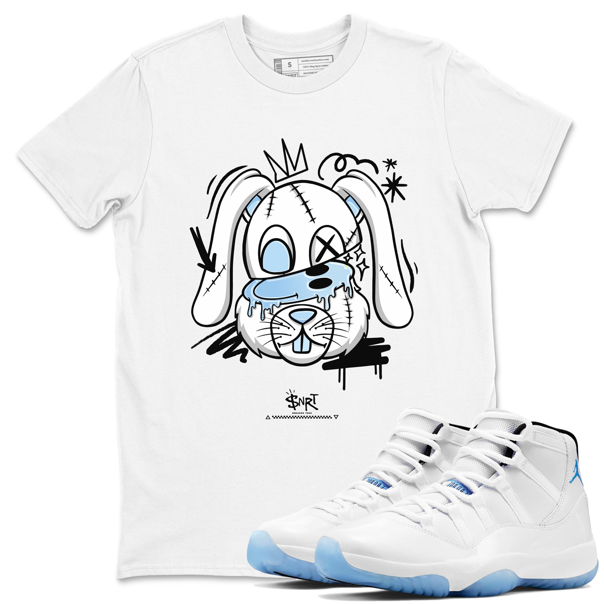 11s Columbia shirts to match jordans Crazy Bunny sneaker match tees Air Jordan 11 Columbia Drip Gear Zone streetwear brand White 1 unisex cotton tee