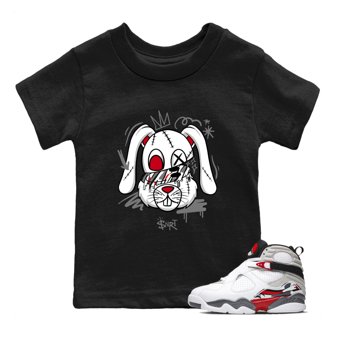 Sneaker Threads  Sneaker Tees To Match Air Jordan 8 Bunny  Crazy Bunny Youth Graphic Tee Black 1. Perfect for Jordan releases 2025 colorways.