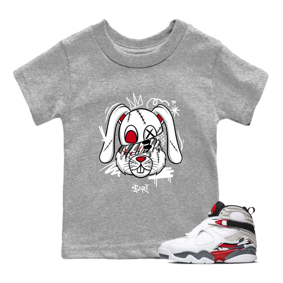 Sneaker Threads  Sneaker Tees To Match Air Jordan 8 Bunny  Crazy Bunny Youth Graphic Tee Heather Grey 1. Perfect for Jordan releases 2025 colorways.