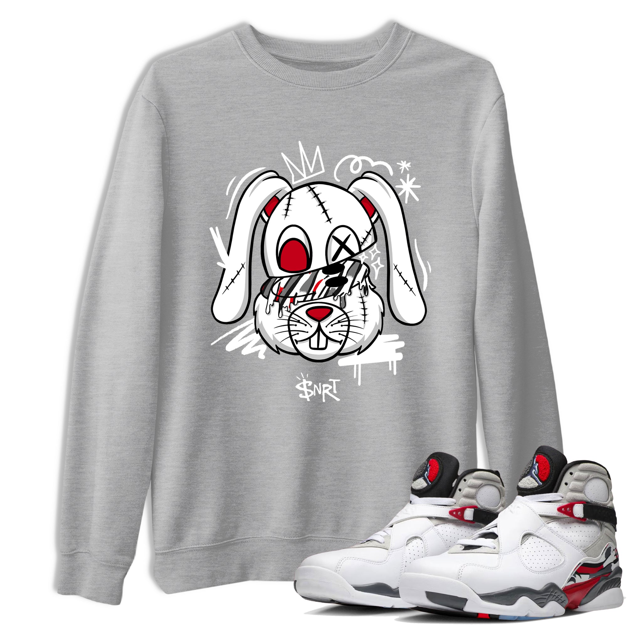 Sneaker Threads  Sneaker Tees To Match Air Jordan 8 Bunny  Crazy Bunny Graphic Tee Heather Grey 1. Perfect for Jordan releases 2025 colorways.