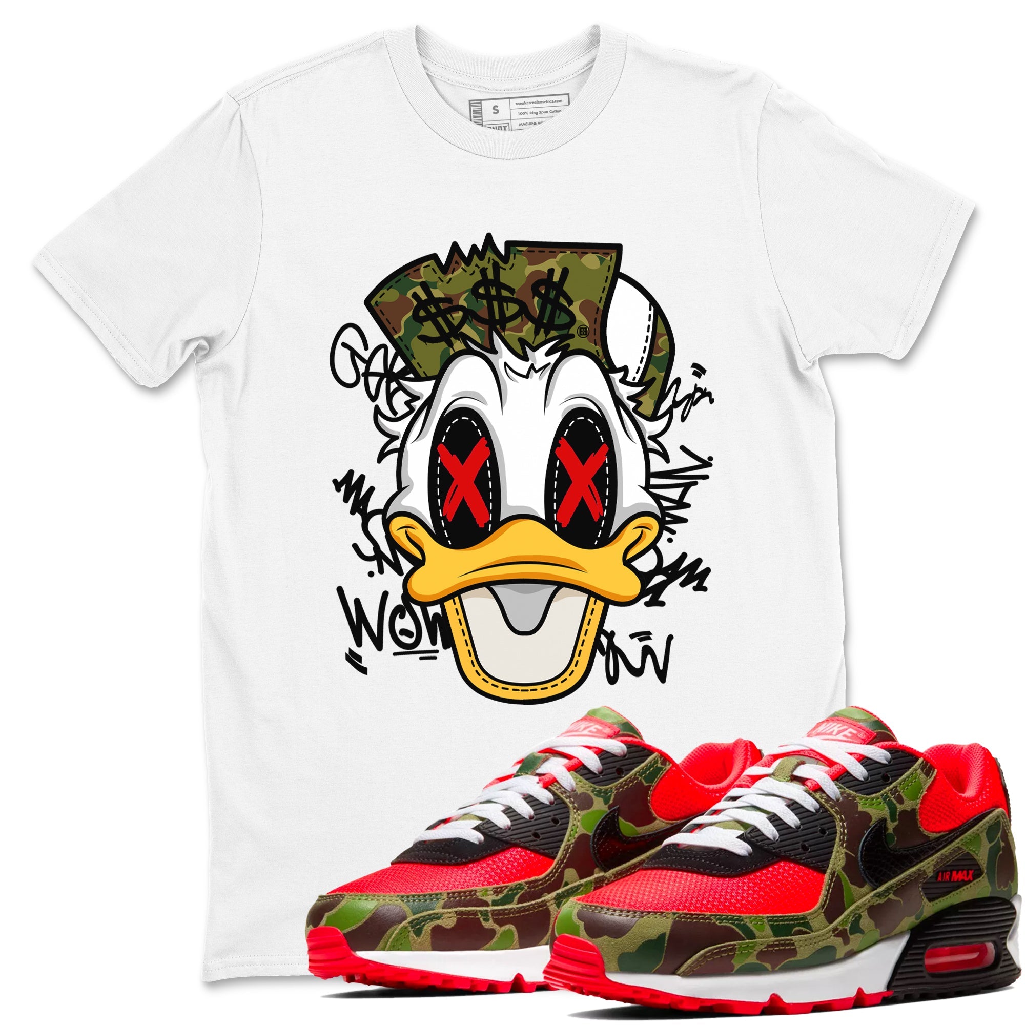 Air Max 90 Duck Camo shirts to match jordans Crazy Duck sneaker match tees Air Max 90 Reverse Duck Camo match shoes to clothes Drip Gear Zone unisex cotton White 1 shirts