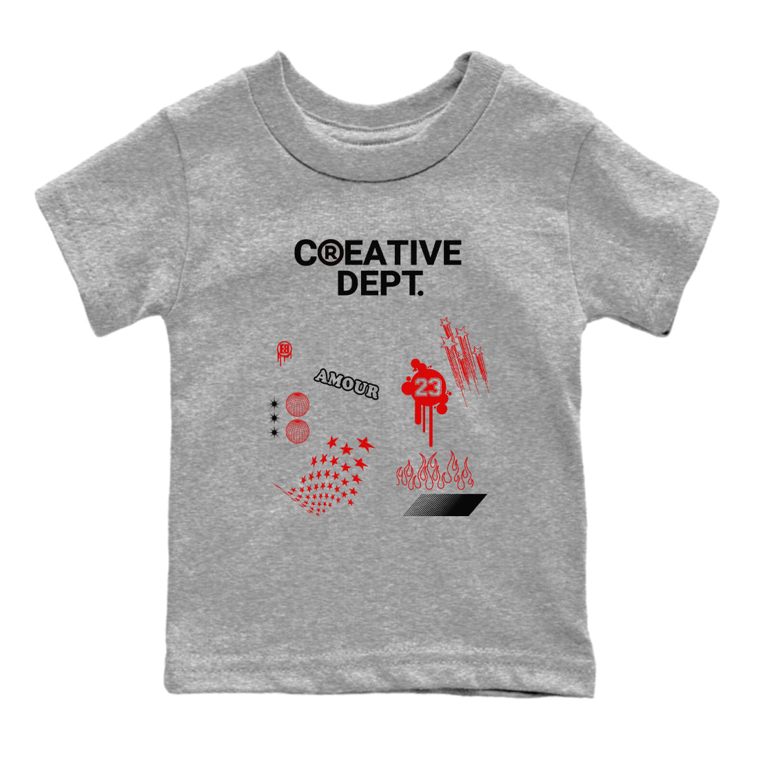 11s Bred Velvet Shirts To Match Jordans Creative Dept sneaker match tees Air Jordan 11 Bred Velvet Tee Drip Gear Zone Youth Baby Heather Grey 2 crew neck shirts