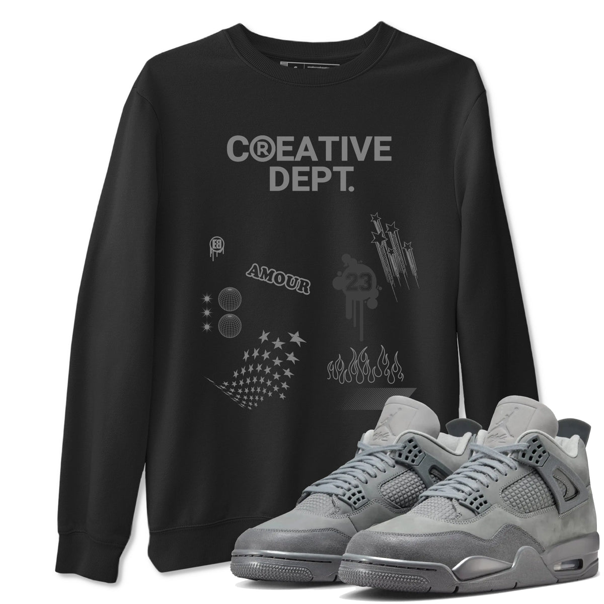 4s Wet Cement Shirts To Match Jordans Creative Dept sneaker match tees Air Jordan 4 Wet Cement Tee Drip Gear Zone unisex cotton Black 1 crew neck shirts