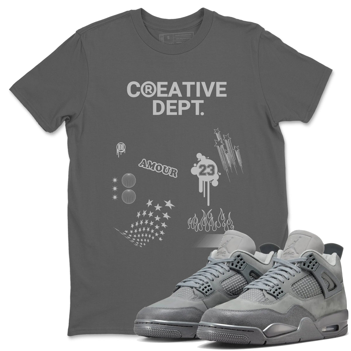 4s Wet Cement Shirts To Match Jordans Creative Dept sneaker match tees Air Jordan 4 Wet Cement Tee Drip Gear Zone unisex cotton Cool Grey 1 crew neck shirts