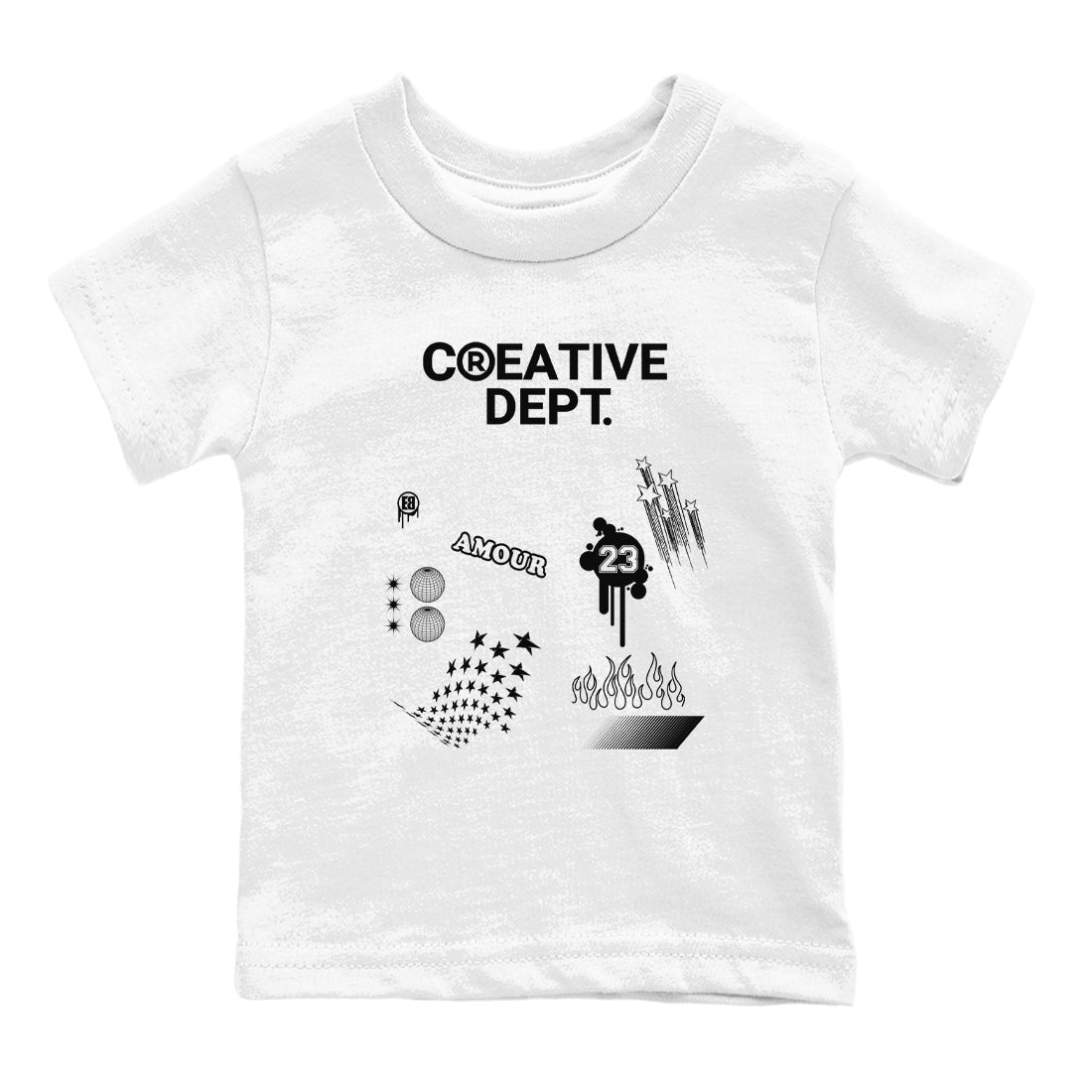 4s White Thunder Shirts To Match Jordans Creative Dept sneaker match tees Air Jordan 4 White Thunder Tee Drip Gear Zone Youth Baby White 2 crew neck shirts