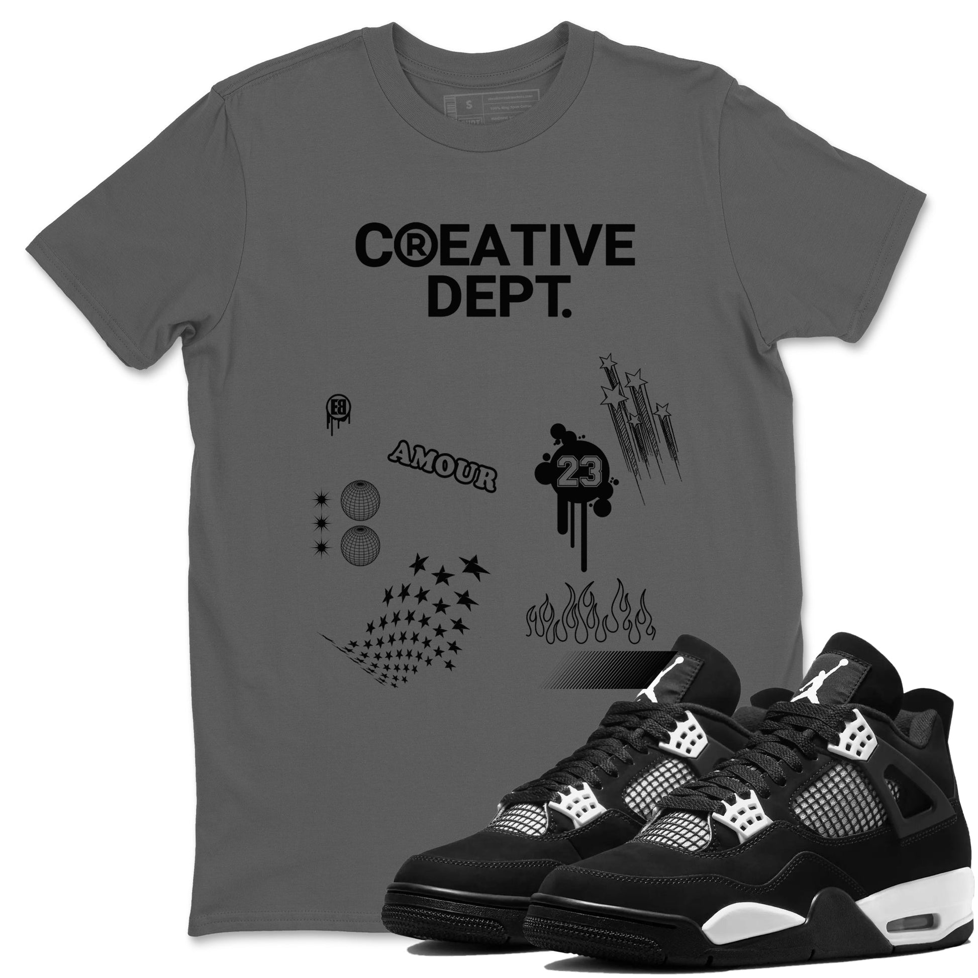 4s White Thunder Shirts To Match Jordans Creative Dept sneaker match tees Air Jordan 4 White Thunder Tee Drip Gear Zone unisex cotton Cool Grey 1 crew neck shirts