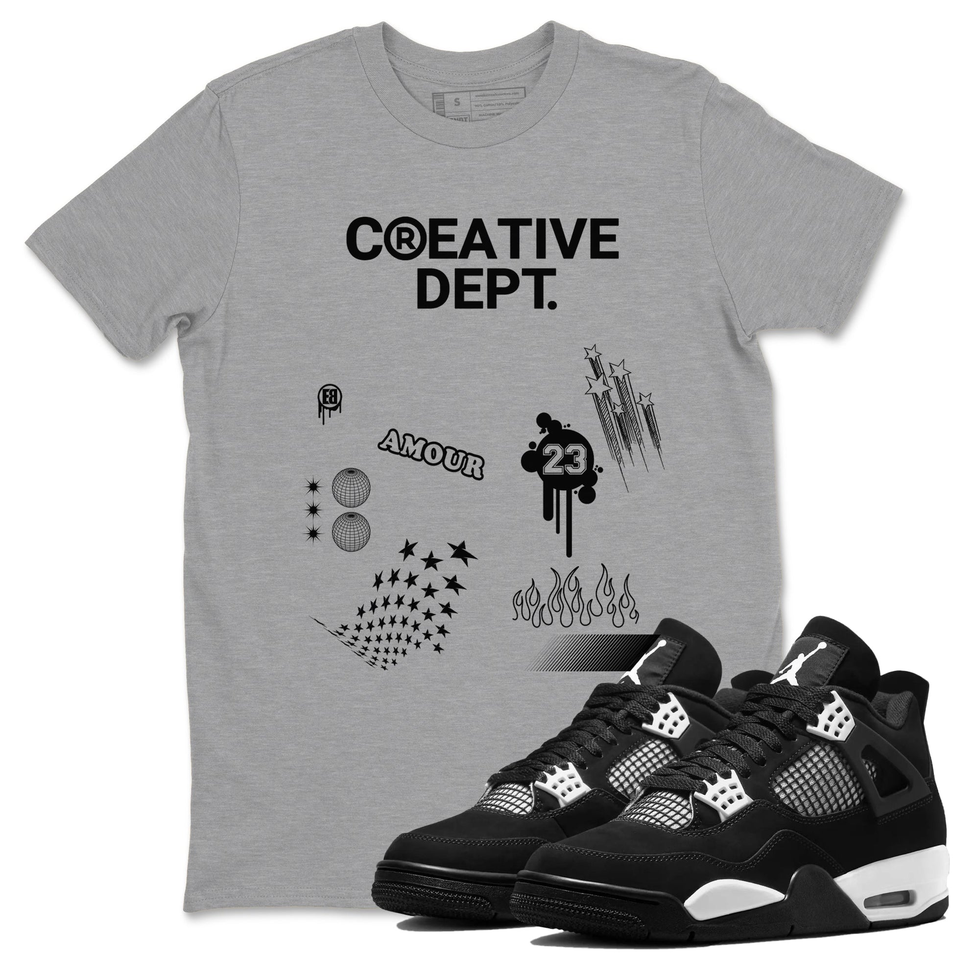 4s White Thunder Shirts To Match Jordans Creative Dept sneaker match tees Air Jordan 4 White Thunder Tee Drip Gear Zone unisex cotton Heather Grey 1 crew neck shirts