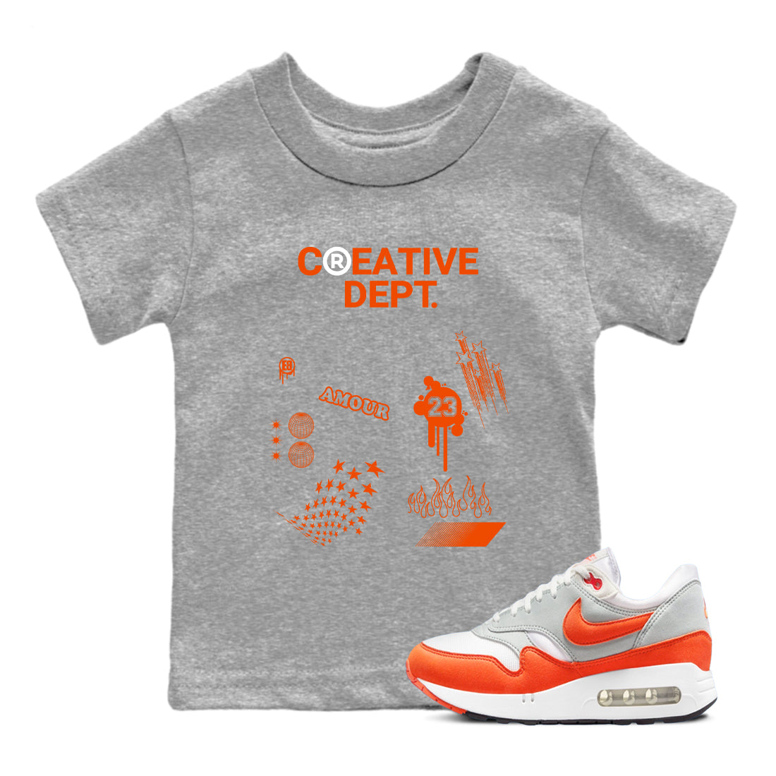 Air Max 1 OG '86 'Summit White and Cosmic Clay shirts to match jordans Creative Dept sneaker match tees Air Max 1 Cosmic Clay match shoes to clothes Drip Gear Zone Youth Baby Heather Grey 1 tee