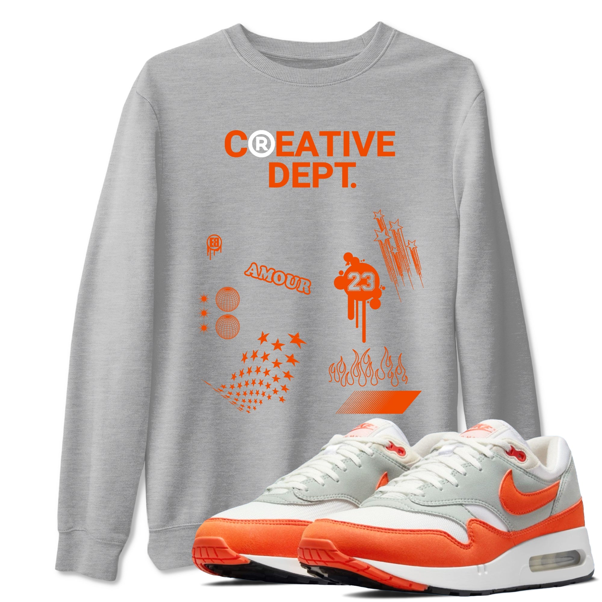 Air Max 1 OG '86 'Summit White and Cosmic Clay shirts to match jordans Creative Dept sneaker match tees Air Max 1 Cosmic Clay match shoes to clothes Drip Gear Zone unisex cotton Heather Grey 1 shirts
