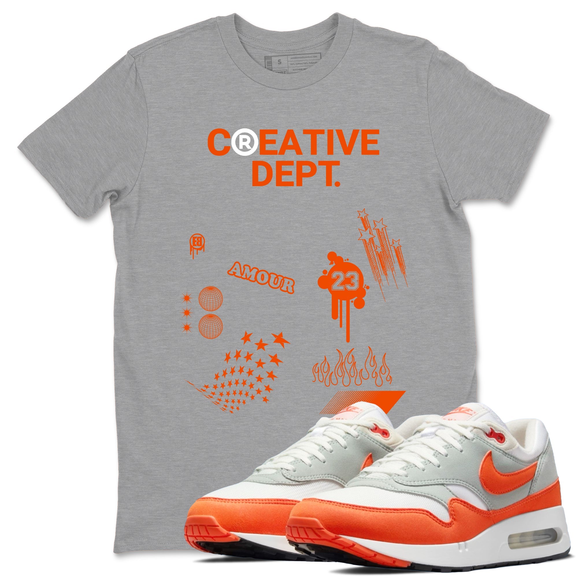 Air Max 1 OG '86 'Summit White and Cosmic Clay shirts to match jordans Creative Dept sneaker match tees Air Max 1 Cosmic Clay match shoes to clothes Drip Gear Zone unisex cotton Heather Grey 1 shirts