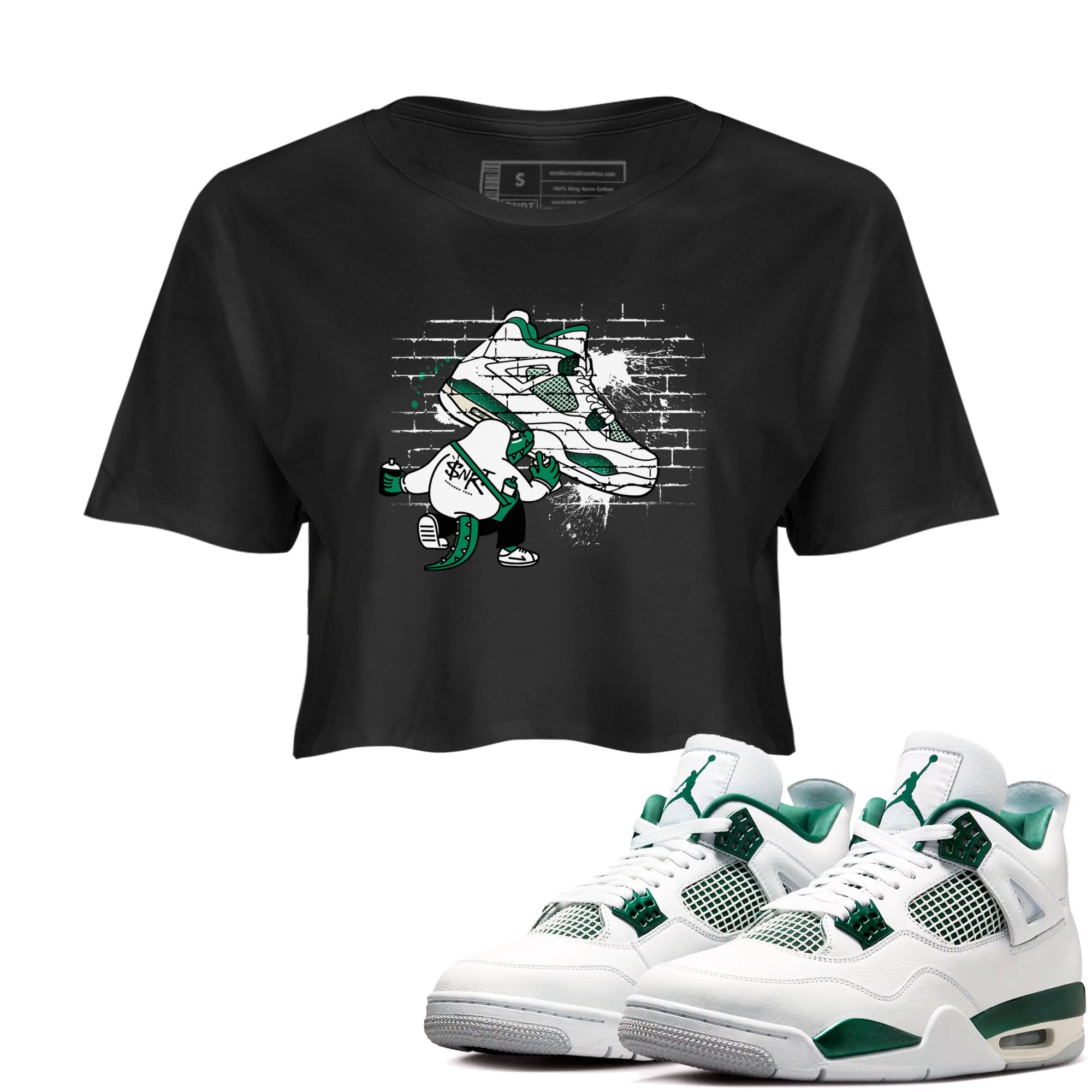 4s Oxidized Green shirts to match jordans Crocodile Artist sneaker match tees Air Jordan 4 Oxidized Green Drip Gear Zone streetwear brand Black 1 crop tee