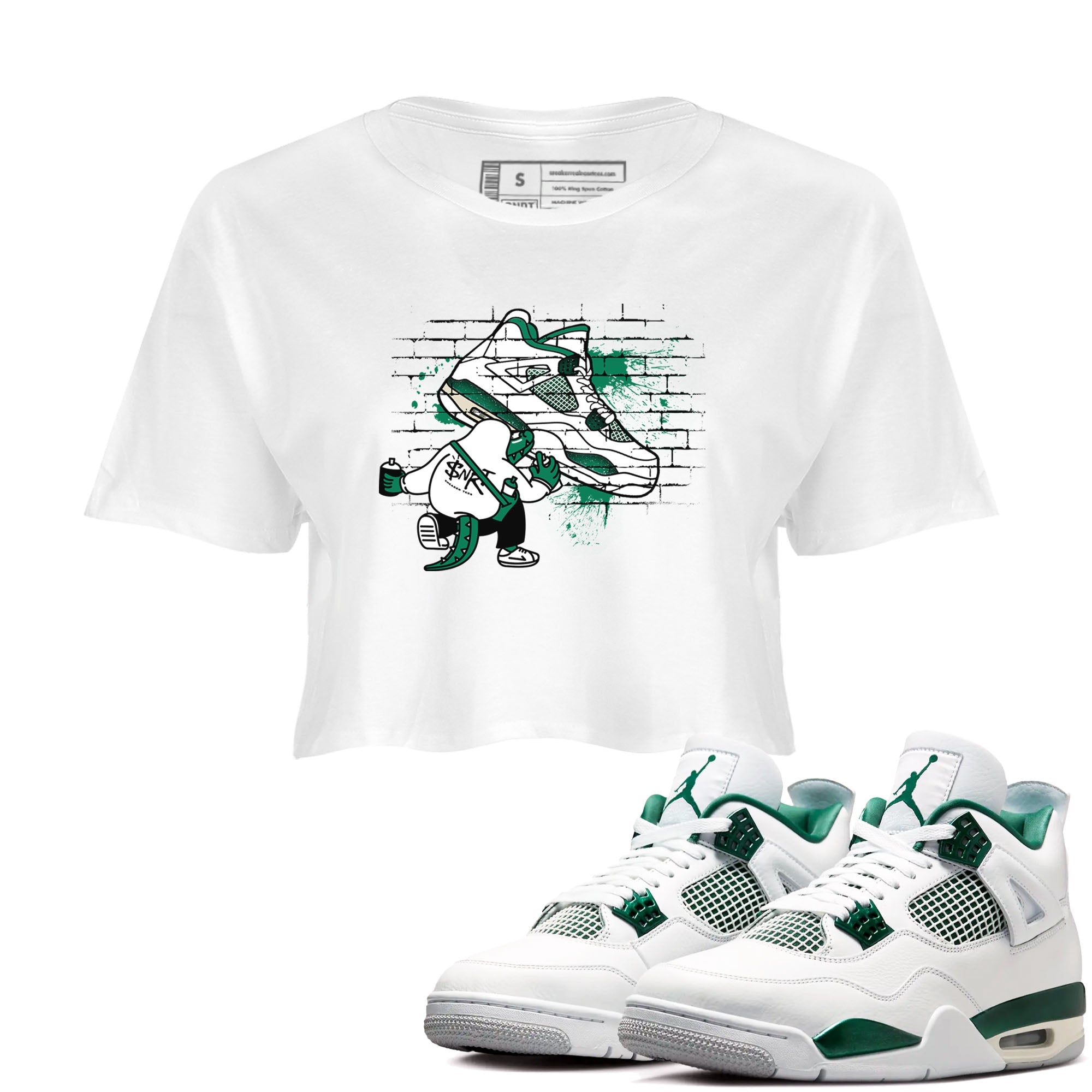 4s Oxidized Green shirts to match jordans Crocodile Artist sneaker match tees Air Jordan 4 Oxidized Green Drip Gear Zone streetwear brand White 1 crop tee
